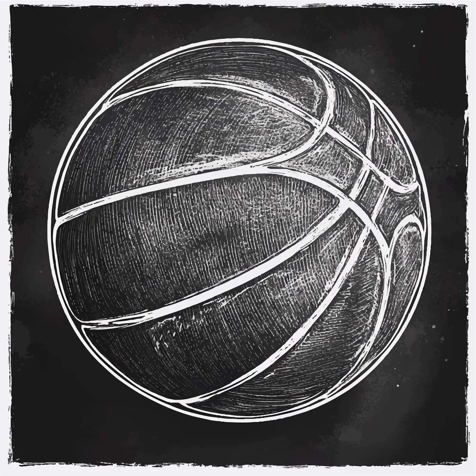 Hand-Drawn Basketball Ball Sketch on Chalkboard — free download from Dotvec