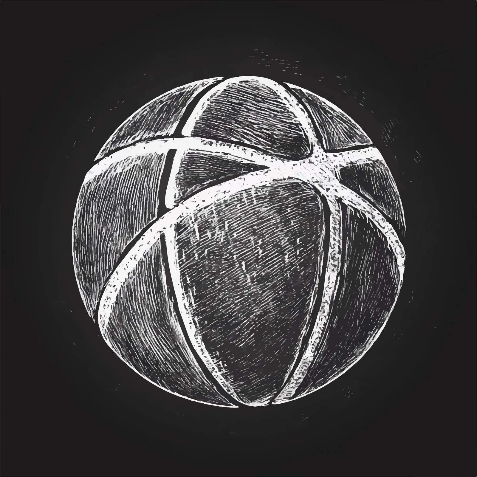 Hand-Drawn Basketball Ball Sketch on Chalkboard — free download from Dotvec