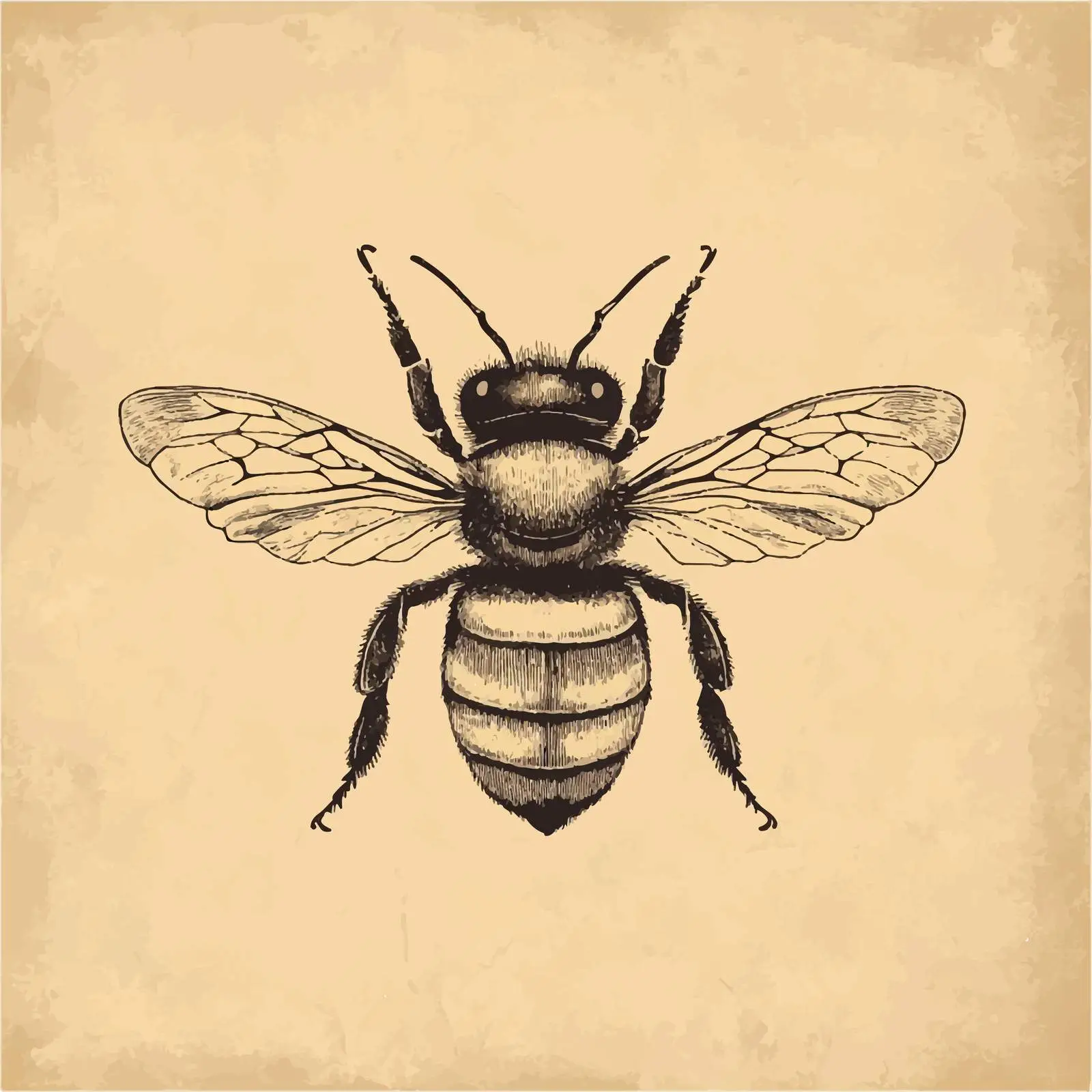 Hand Drawn Bee Sketch on Vintage Paper — free download from Dotvec