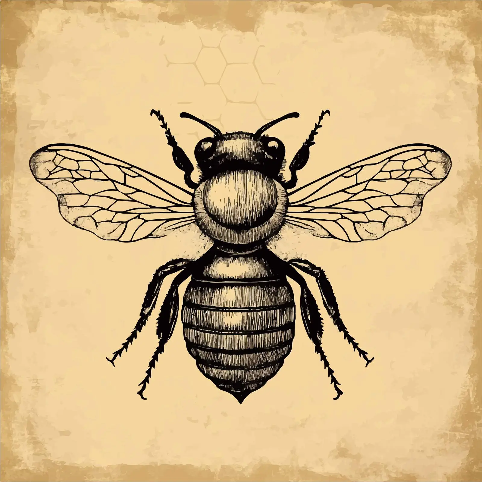 Hand-Drawn Bee Sketch on Old Paper Background — free download from Dotvec