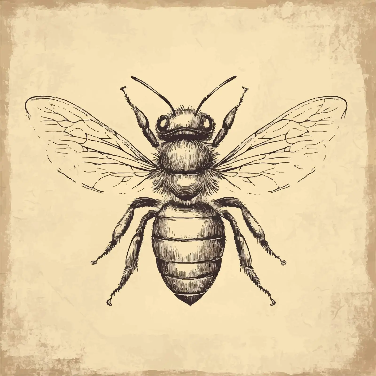 Hand-Drawn Bee Sketch on Old Paper Background — free download from Dotvec