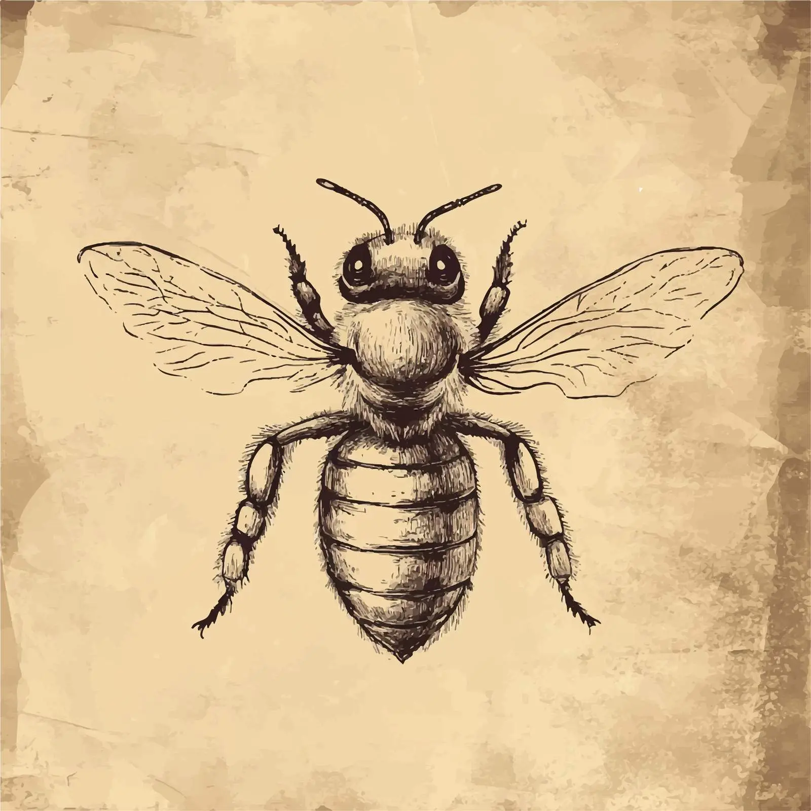 Hand Drawn Bee Smoker Sketch on Vintage Paper — free download from Dotvec