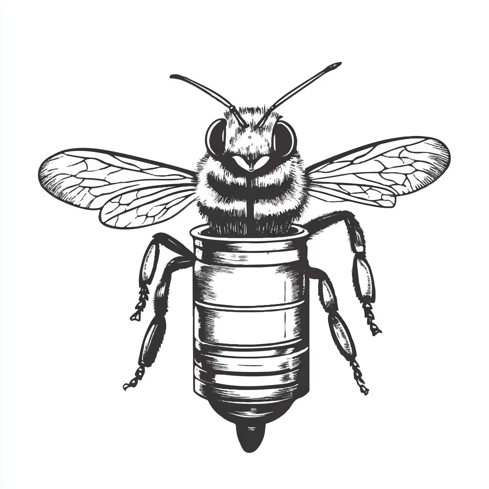 Hand Drawn Bee Smoker Sketch Vector Art — free download from Dotvec