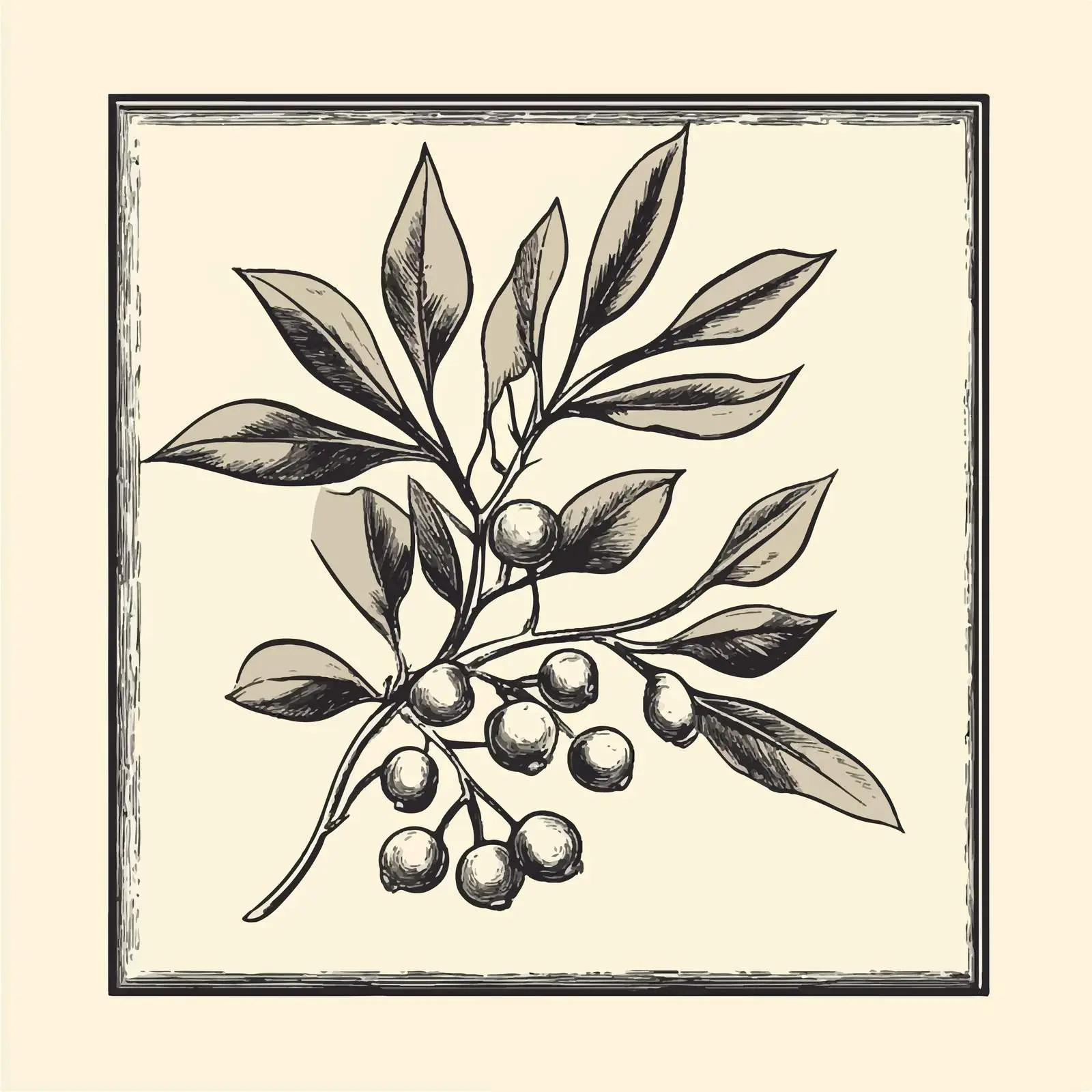 Hand Drawn Mistletoe Berry and Leaf Vector Art — free download from Dotvec