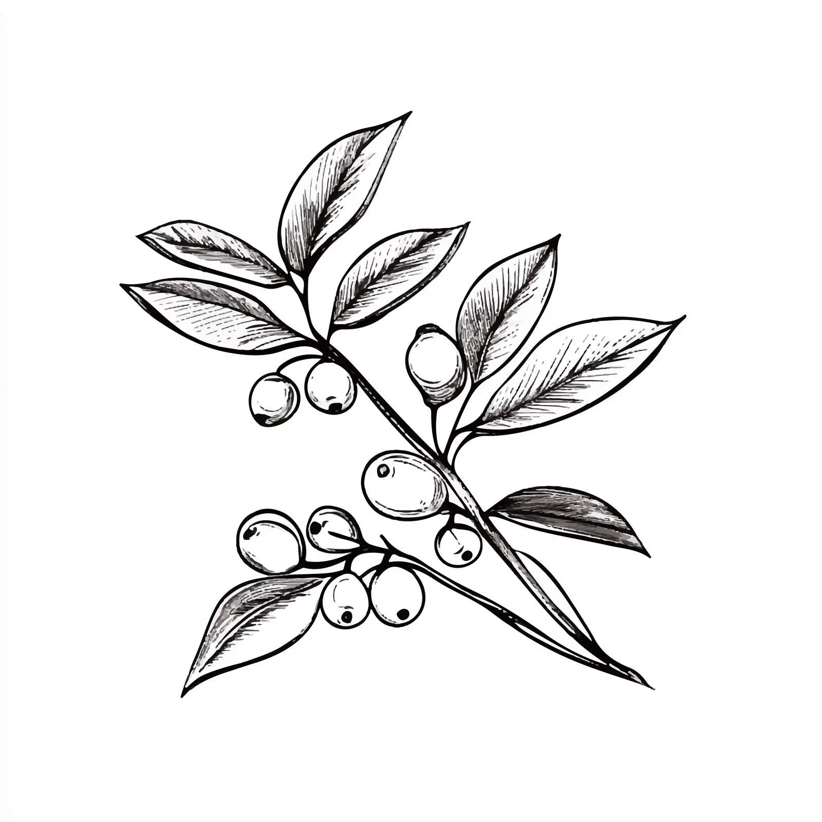 Hand Drawn Mistletoe Berry Leaf Sketch — free download from Dotvec