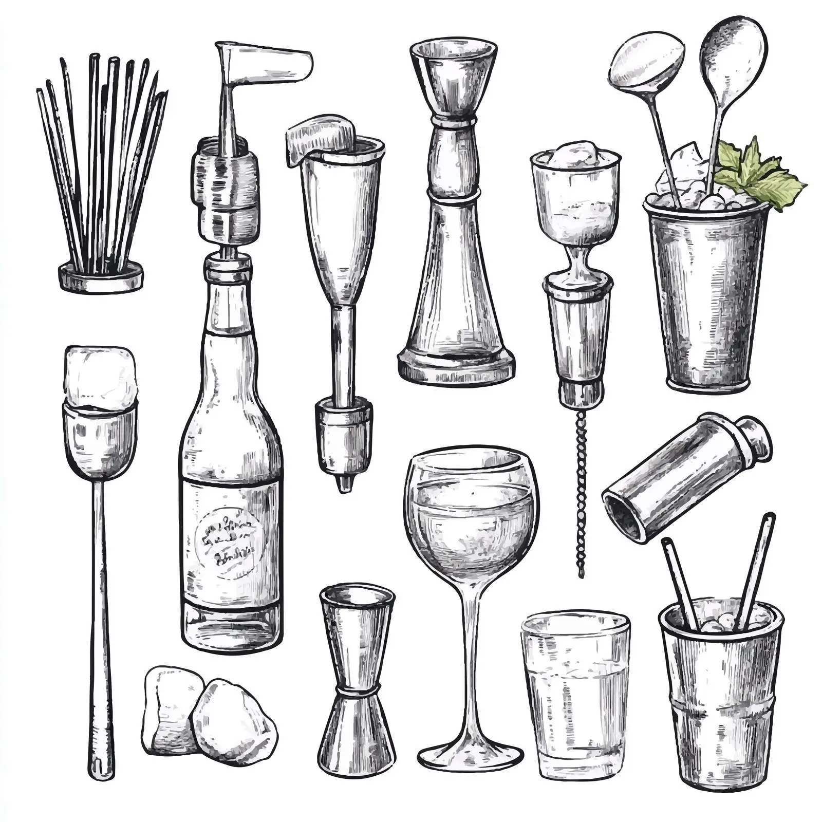 Hand Drawn Black and White Bar Inventory Vectors — free download from Dotvec