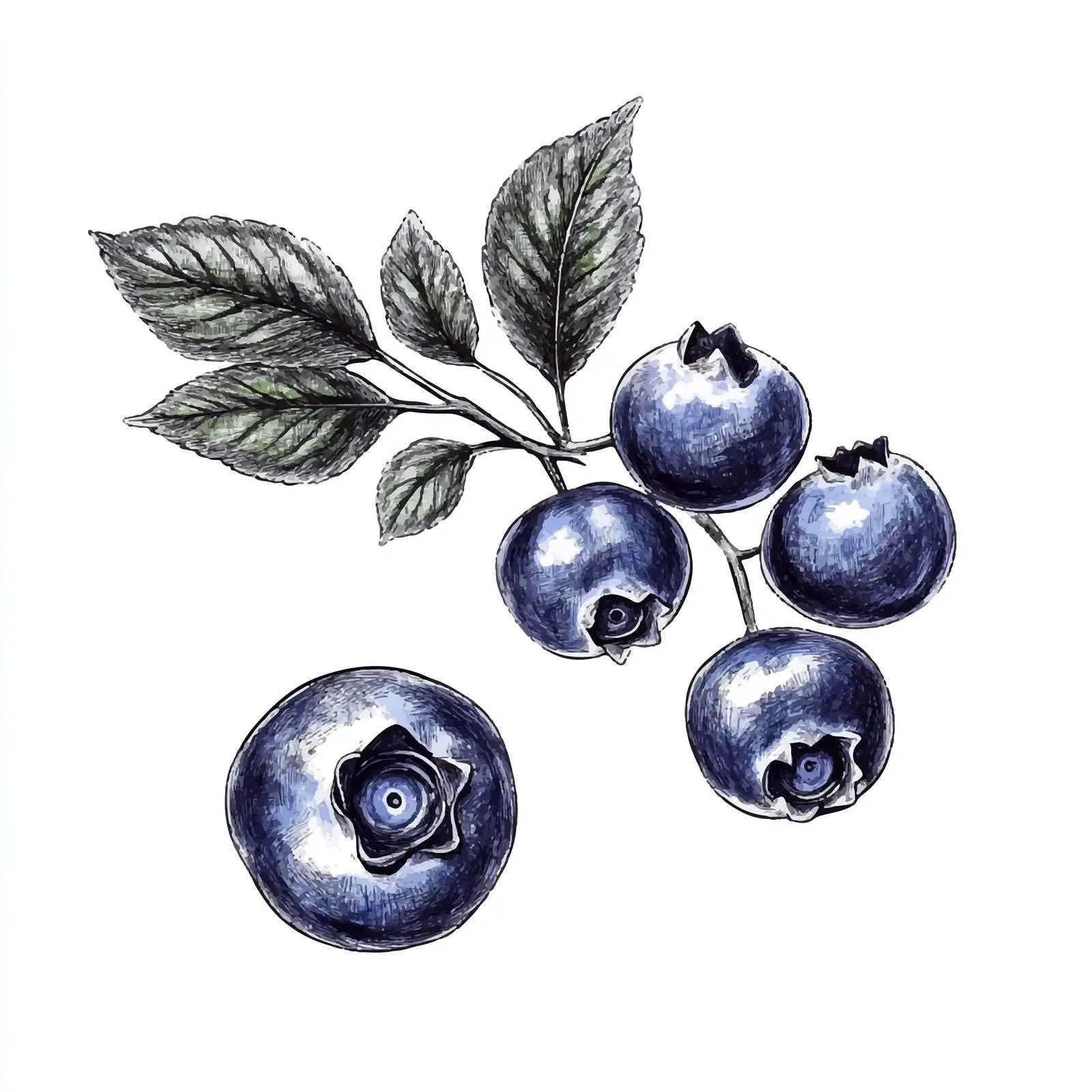 Hand-Drawn Blueberry Sketch on White Background — free download from Dotvec