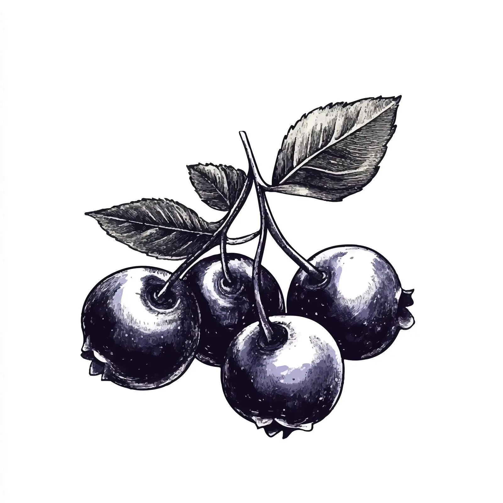 Hand-Drawn Blueberry Sketch on White Background — free download from Dotvec