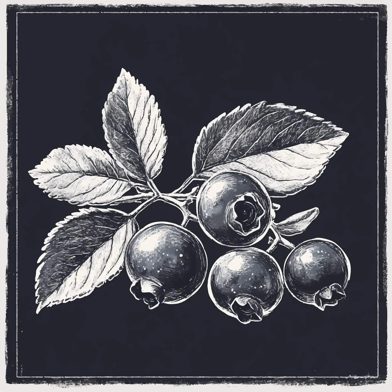 Hand Drawn Blueberry Sketch on Chalkboard — free download from Dotvec