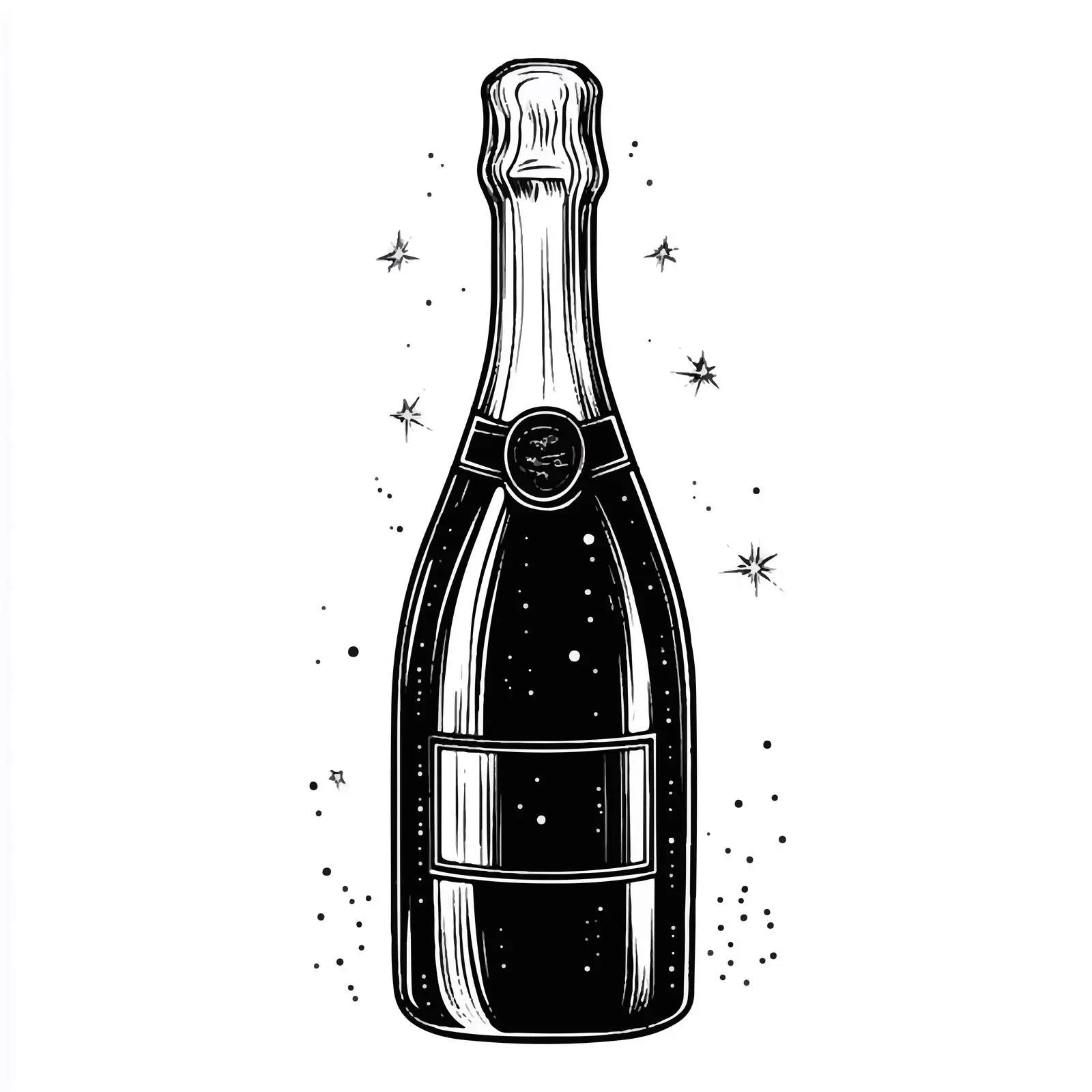 Hand-Drawn Champagne Bottle Sketch Illustration — free download from Dotvec