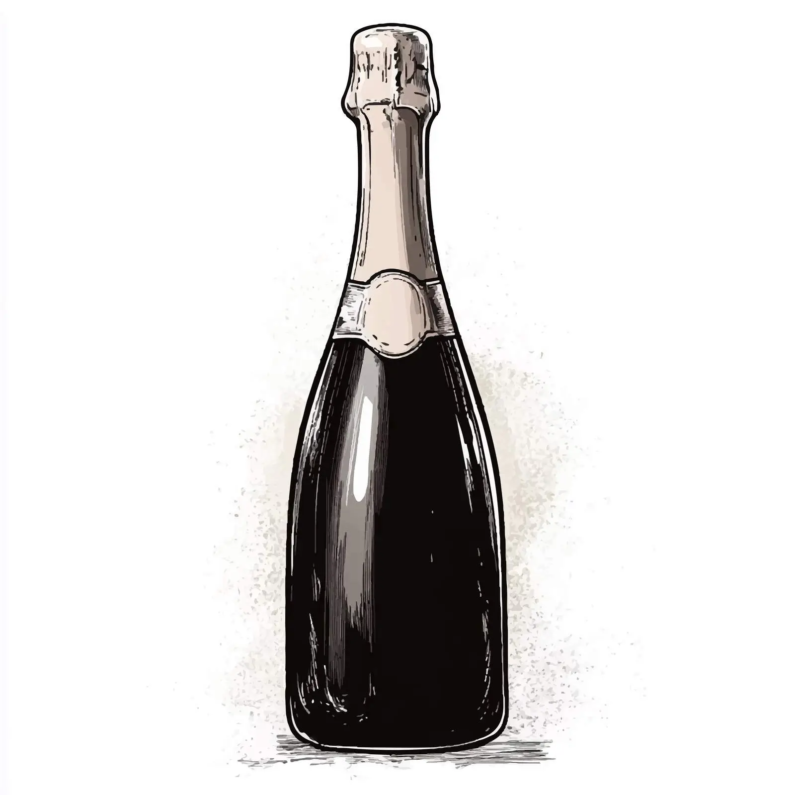 Hand-Drawn Champagne Bottle Sketch Illustration — free download from Dotvec