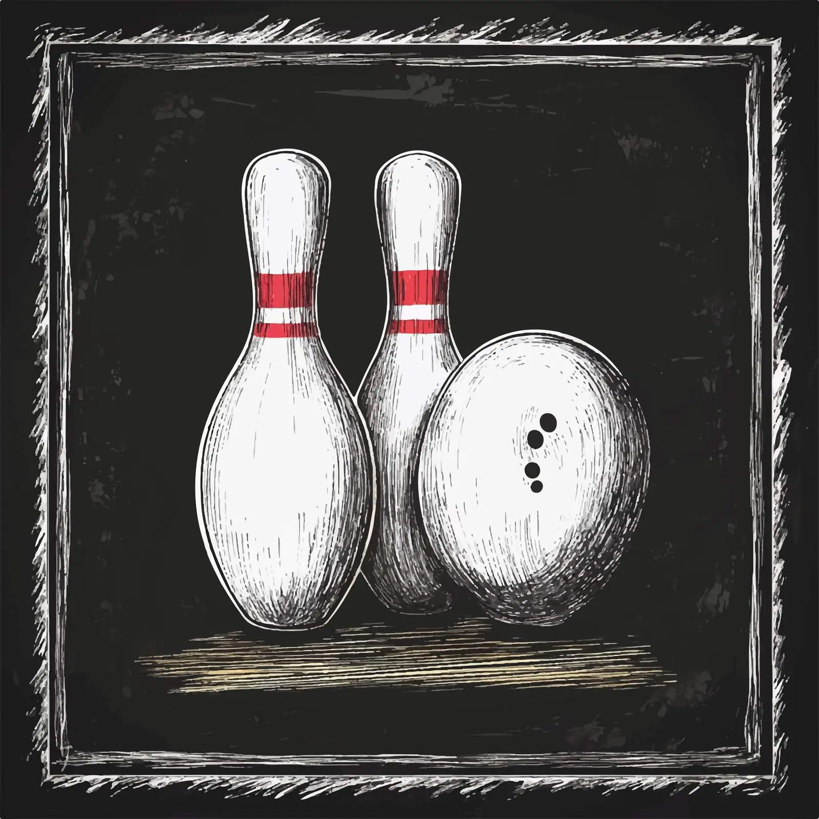Hand-Drawn Bowling Ball and Pin Illustration — free download from Dotvec