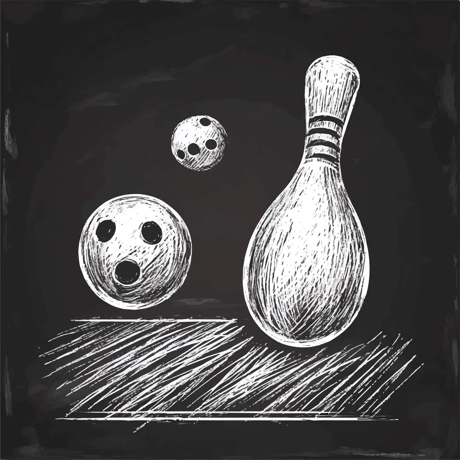 Hand Drawn Bowling Ball and Pin Sketch — free download from Dotvec
