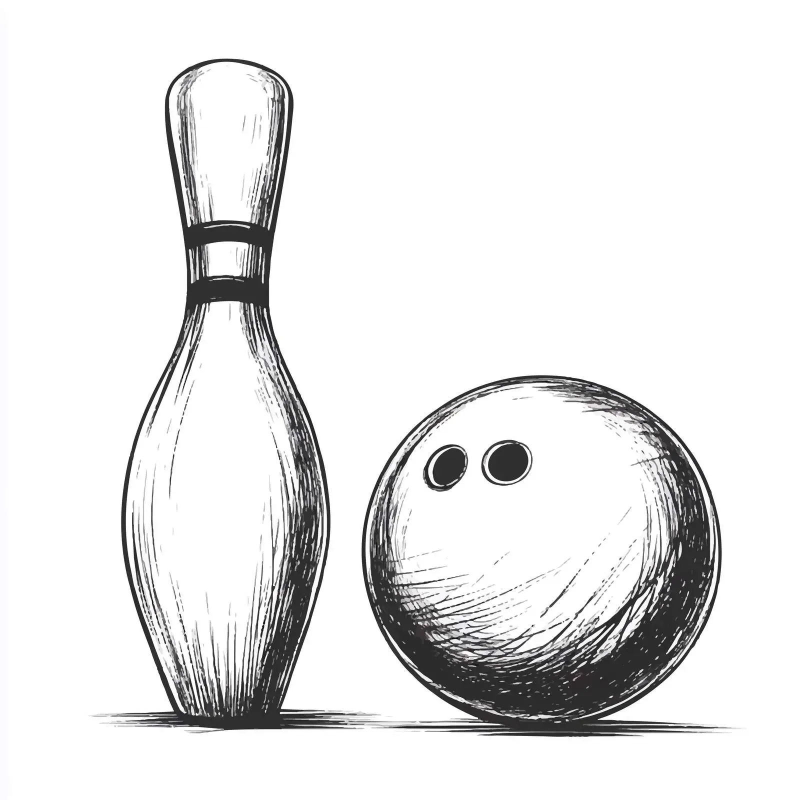 Hand-Drawn Bowling Pin and Ball Illustration — free download from Dotvec