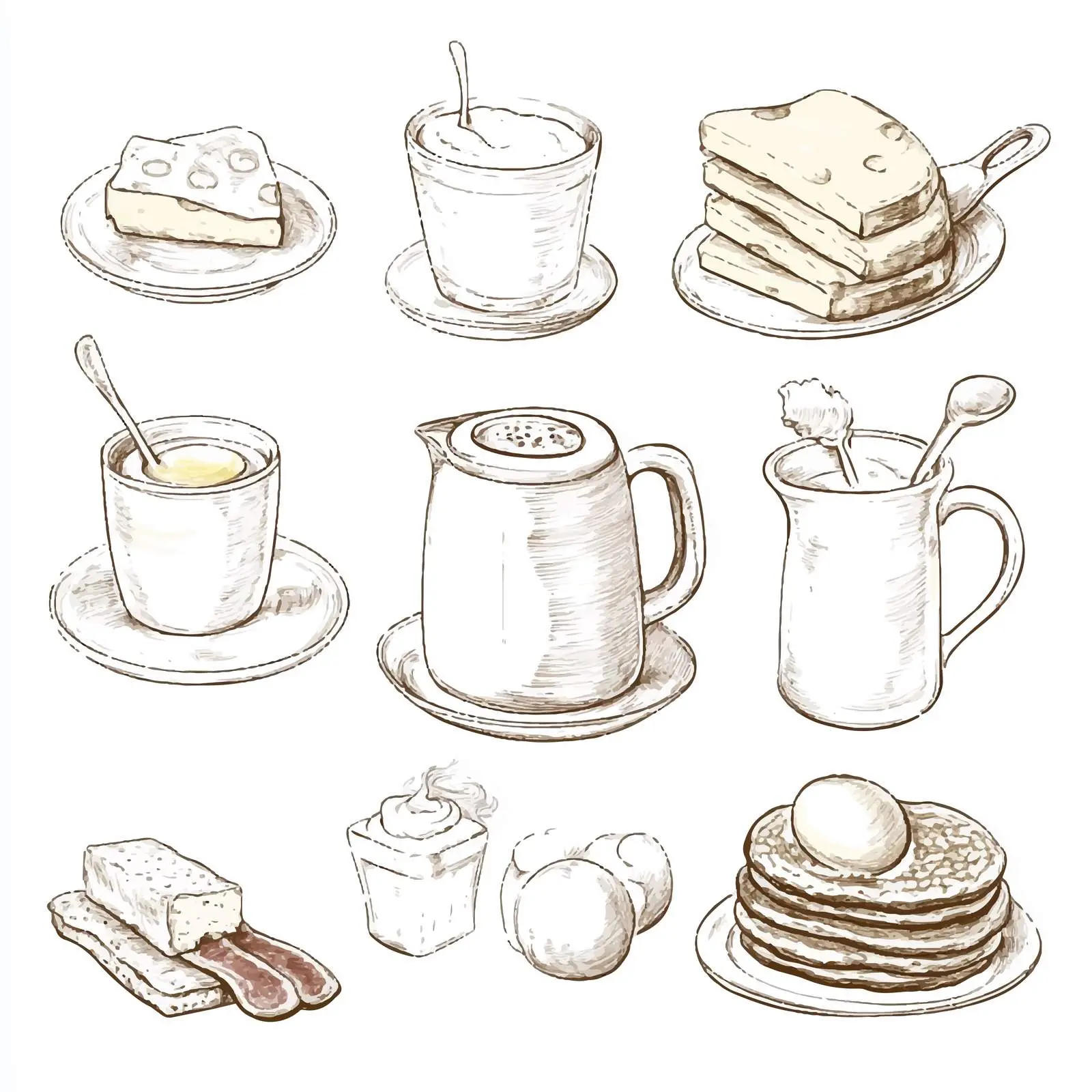 Hand Drawn Breakfast Sketches Collection — free download from Dotvec