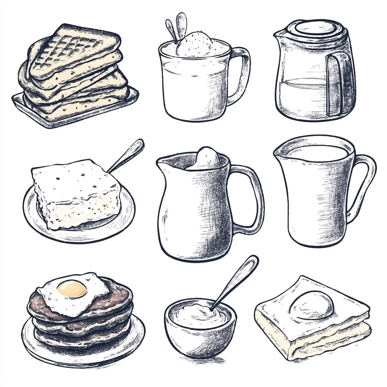 Hand Drawn Breakfast Sketches Collection — free download from Dotvec