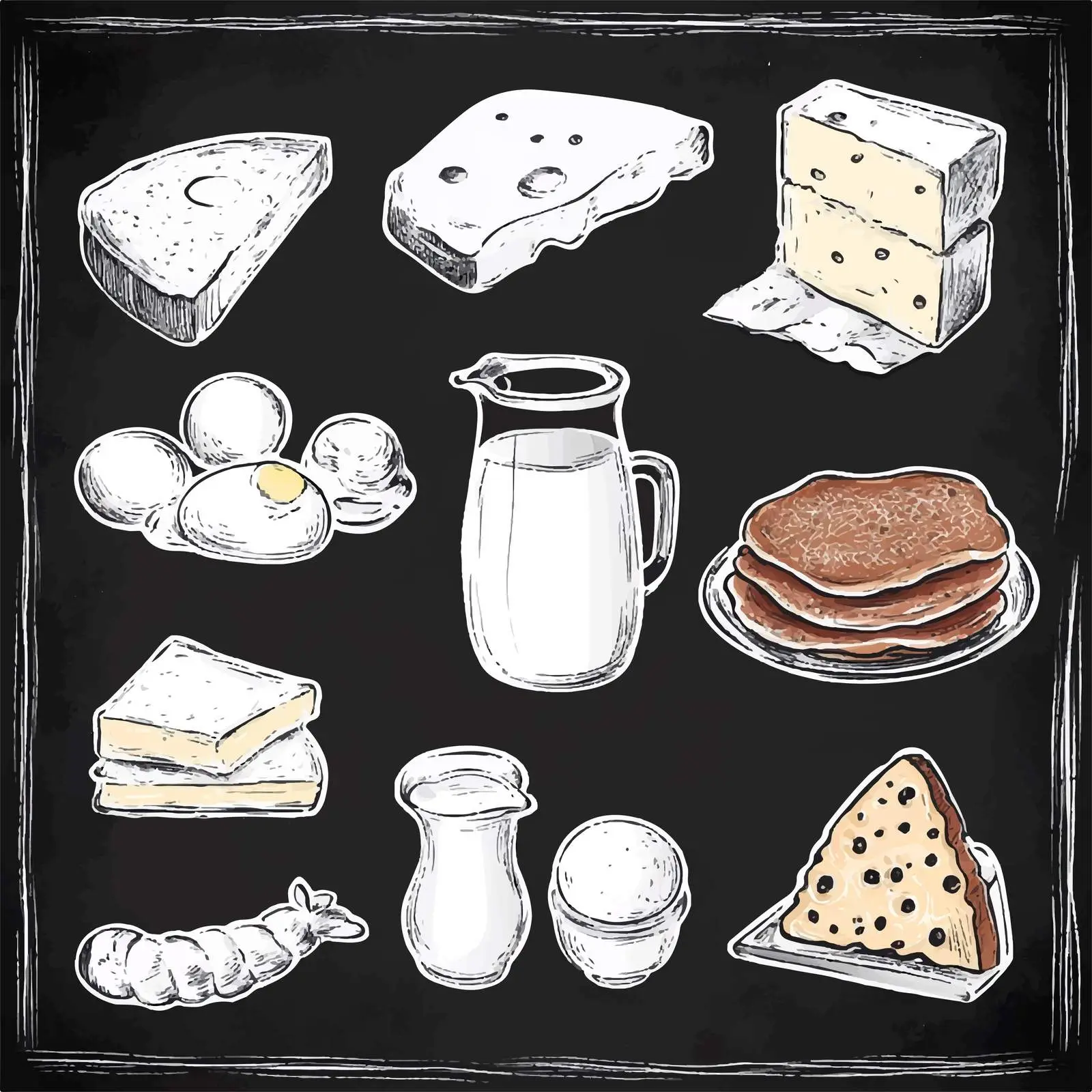 Chalk Style Hand Drawn Breakfast Sketches — free download from Dotvec
