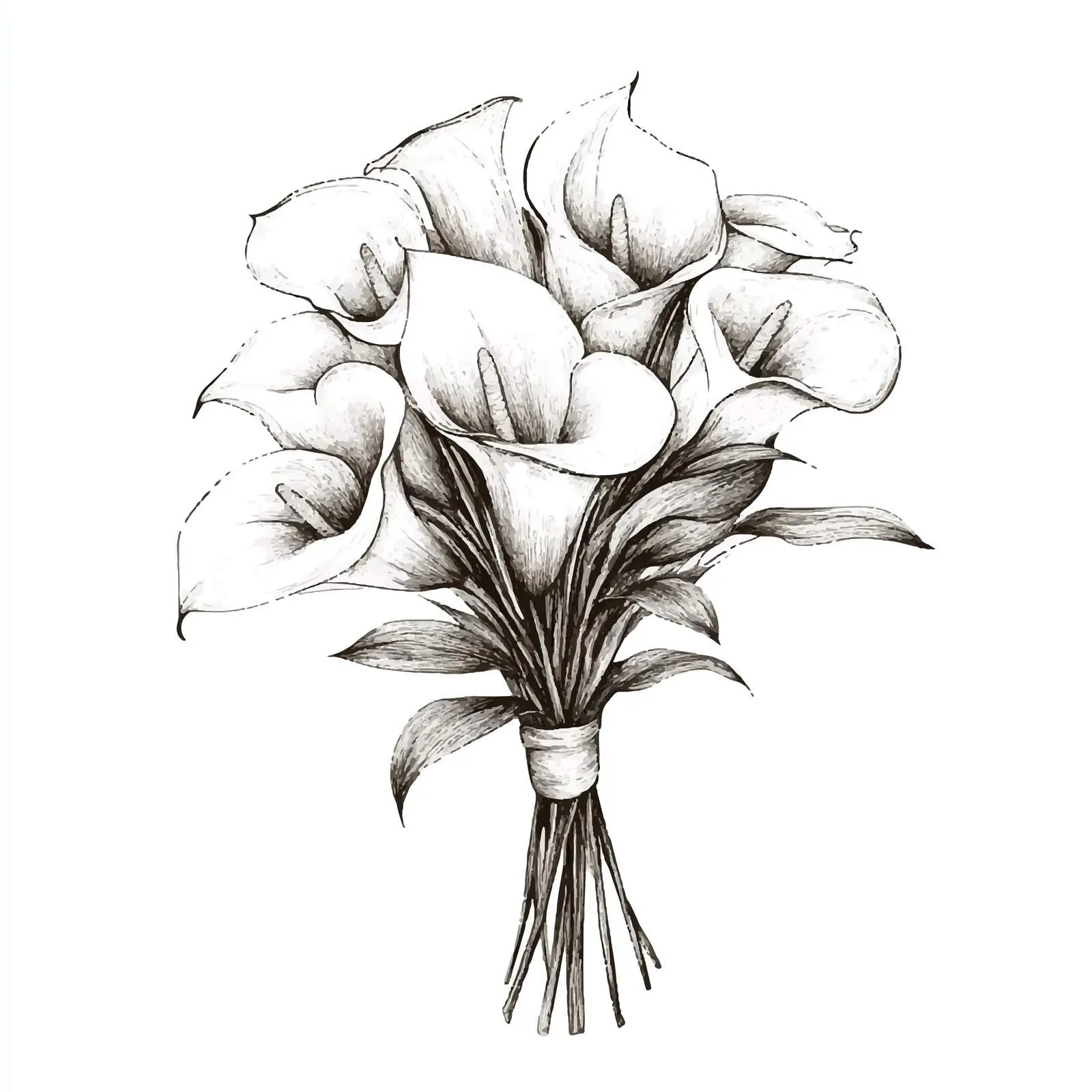 Elegant Hand-Drawn Bridal Bouquet Sketch – free bridal bouquet image from Dotvec