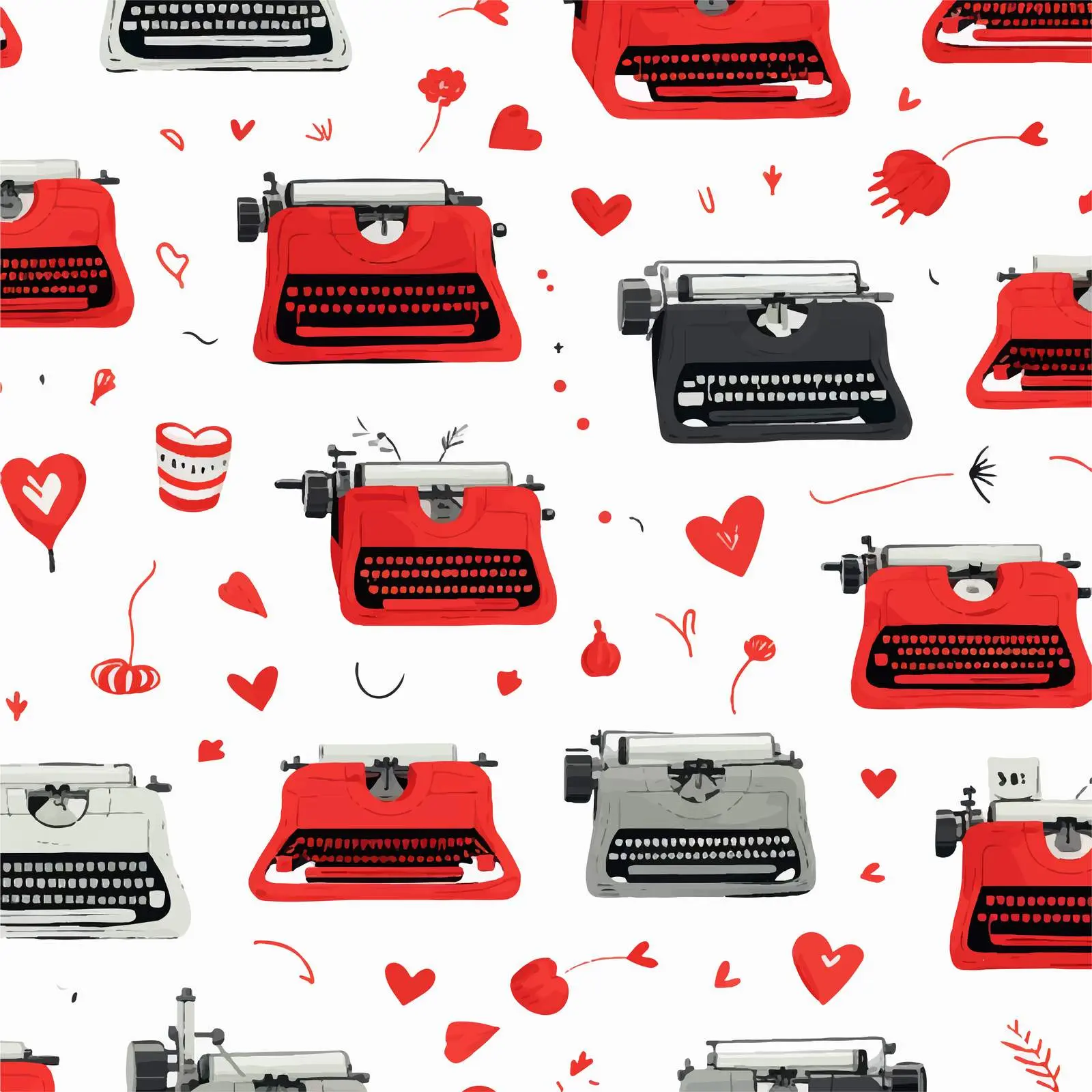 Hand Drawn Bright Red Valentine's Day Vector – free couple goals image from Dotvec