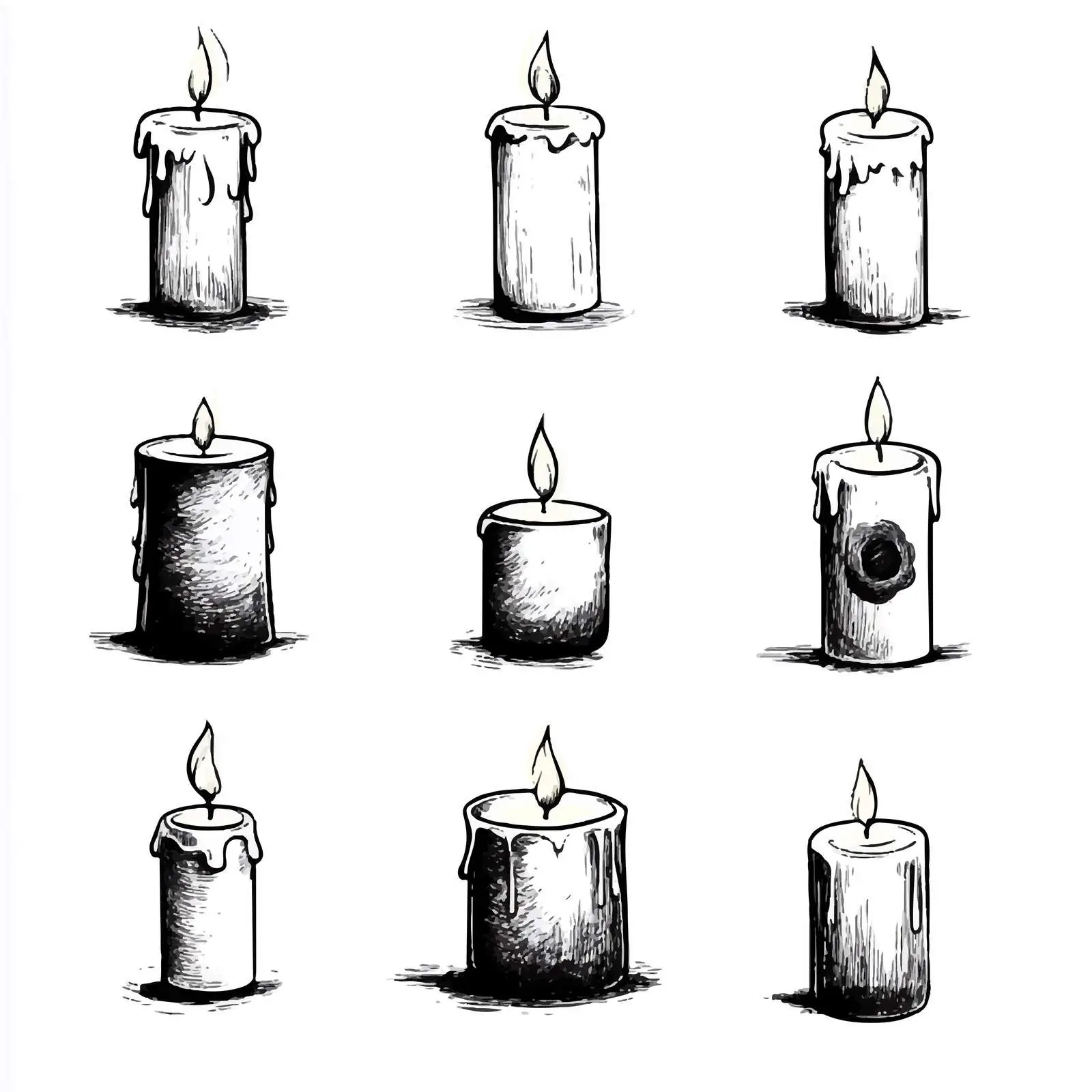 Hand Drawn Burning Candles Sketch Collection — free download from Dotvec