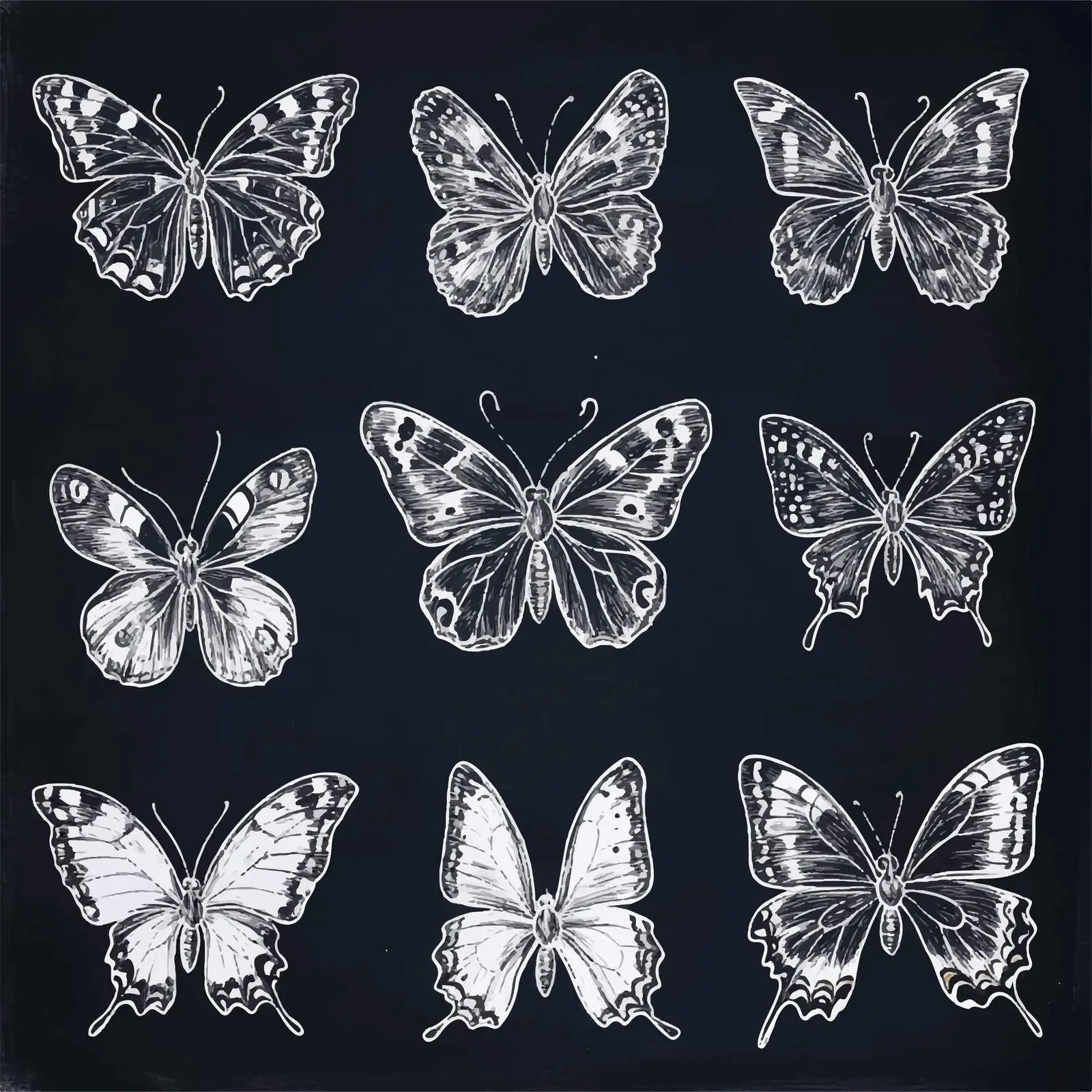 Hand-Drawn Butterfly Sketches Set Collection — free download from Dotvec