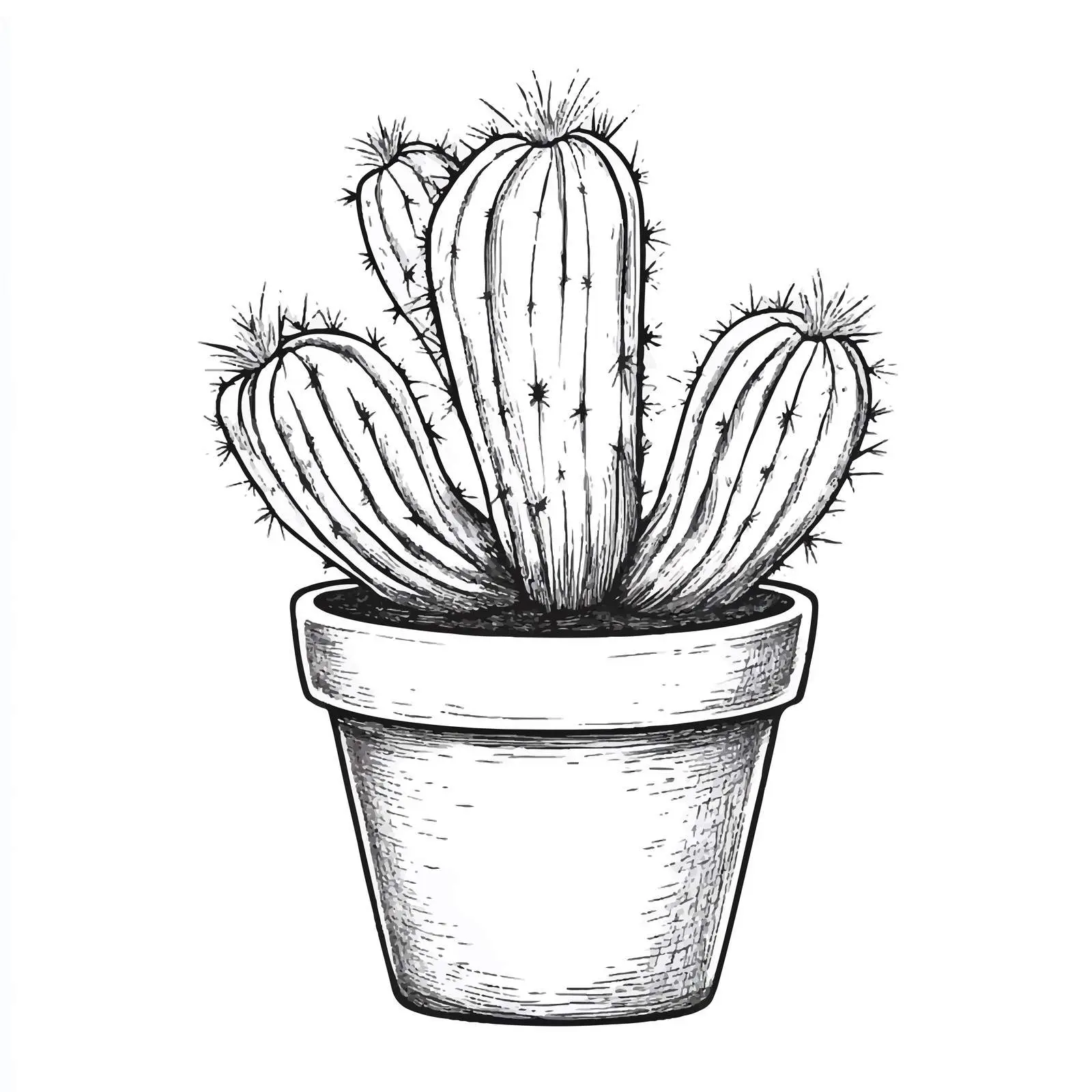 Hand-Drawn Cactus Sketch on White Background — free download from Dotvec