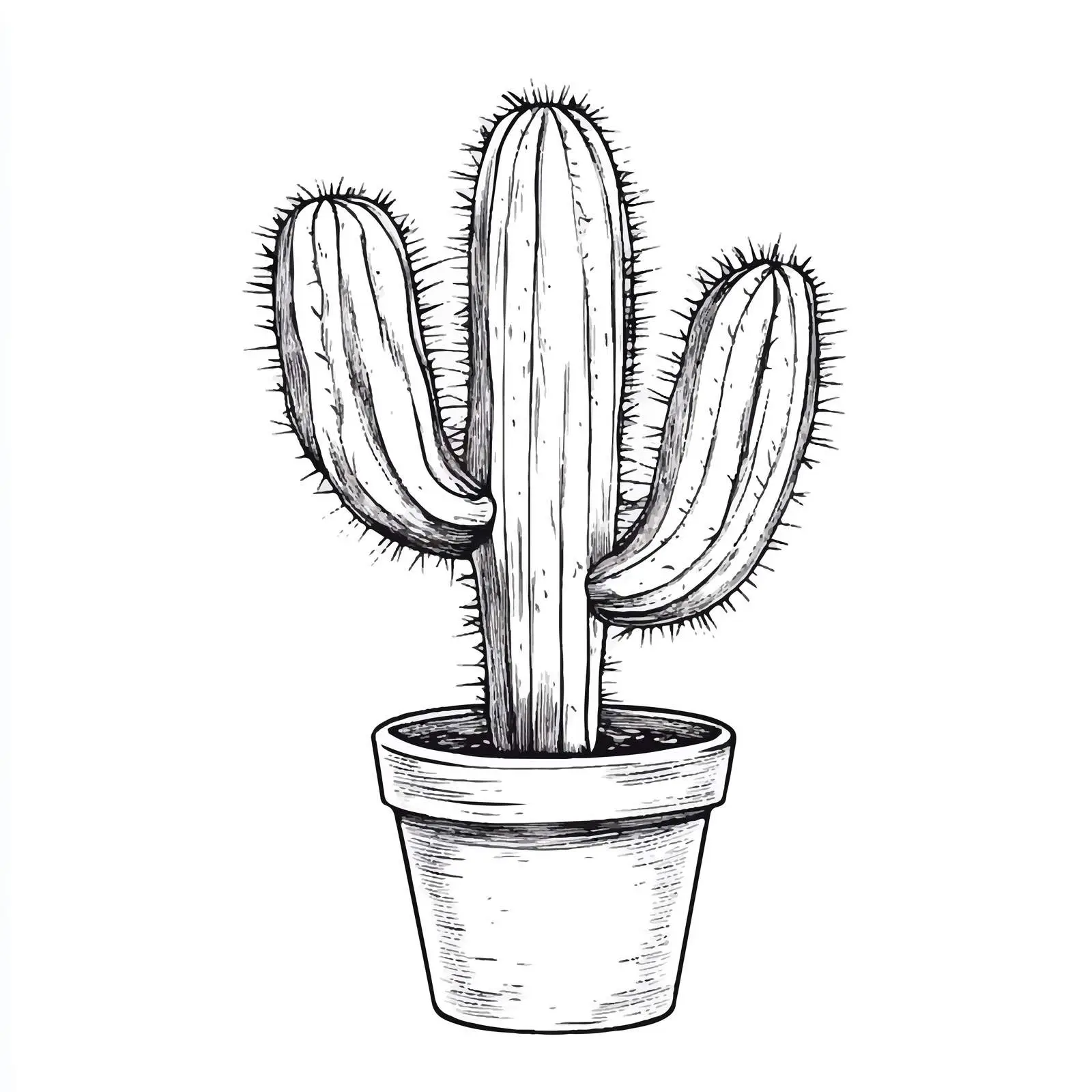 Hand-Drawn Cactus Vector on White Background — free download from Dotvec