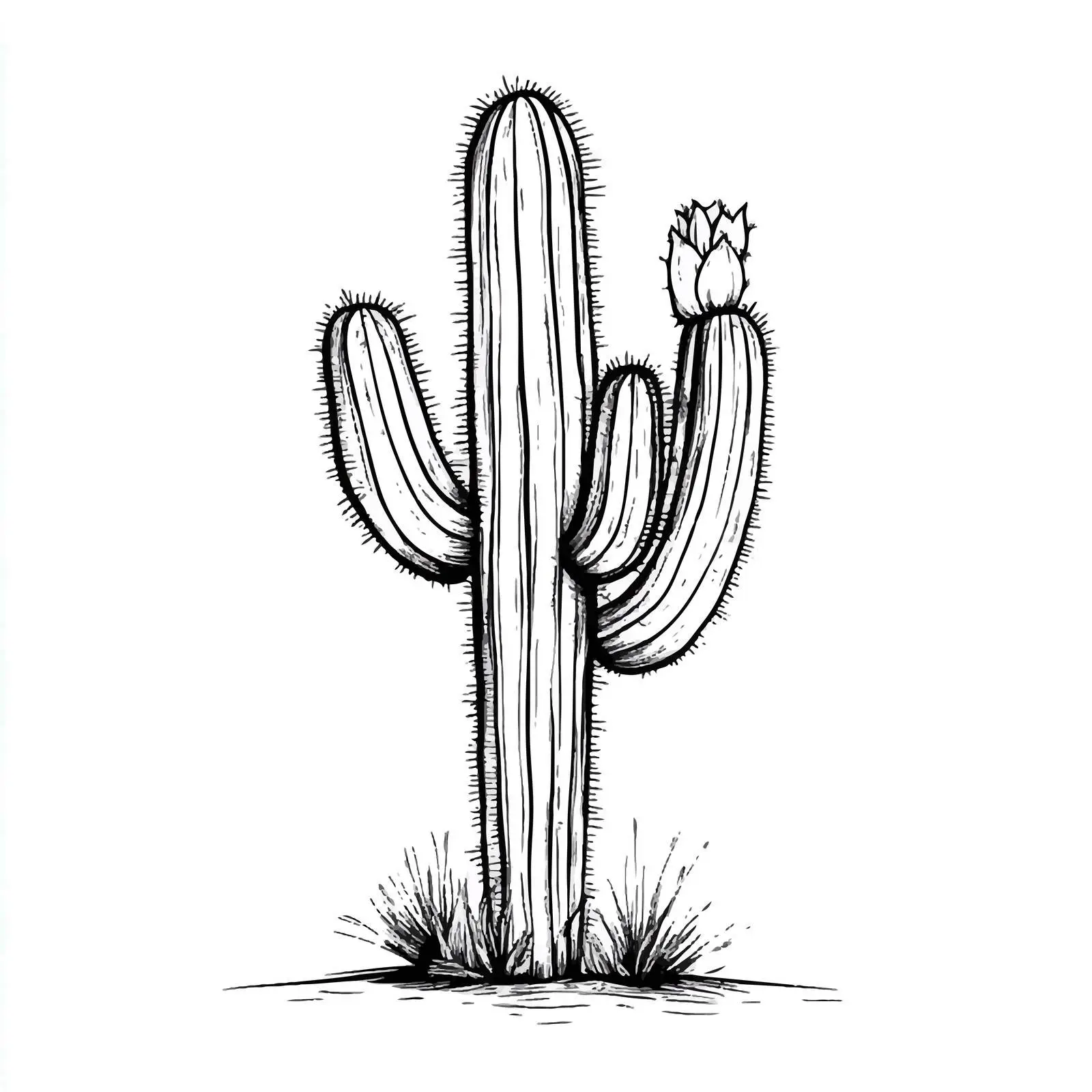 Hand-Drawn Cactus Sketch on White Background — free download from Dotvec