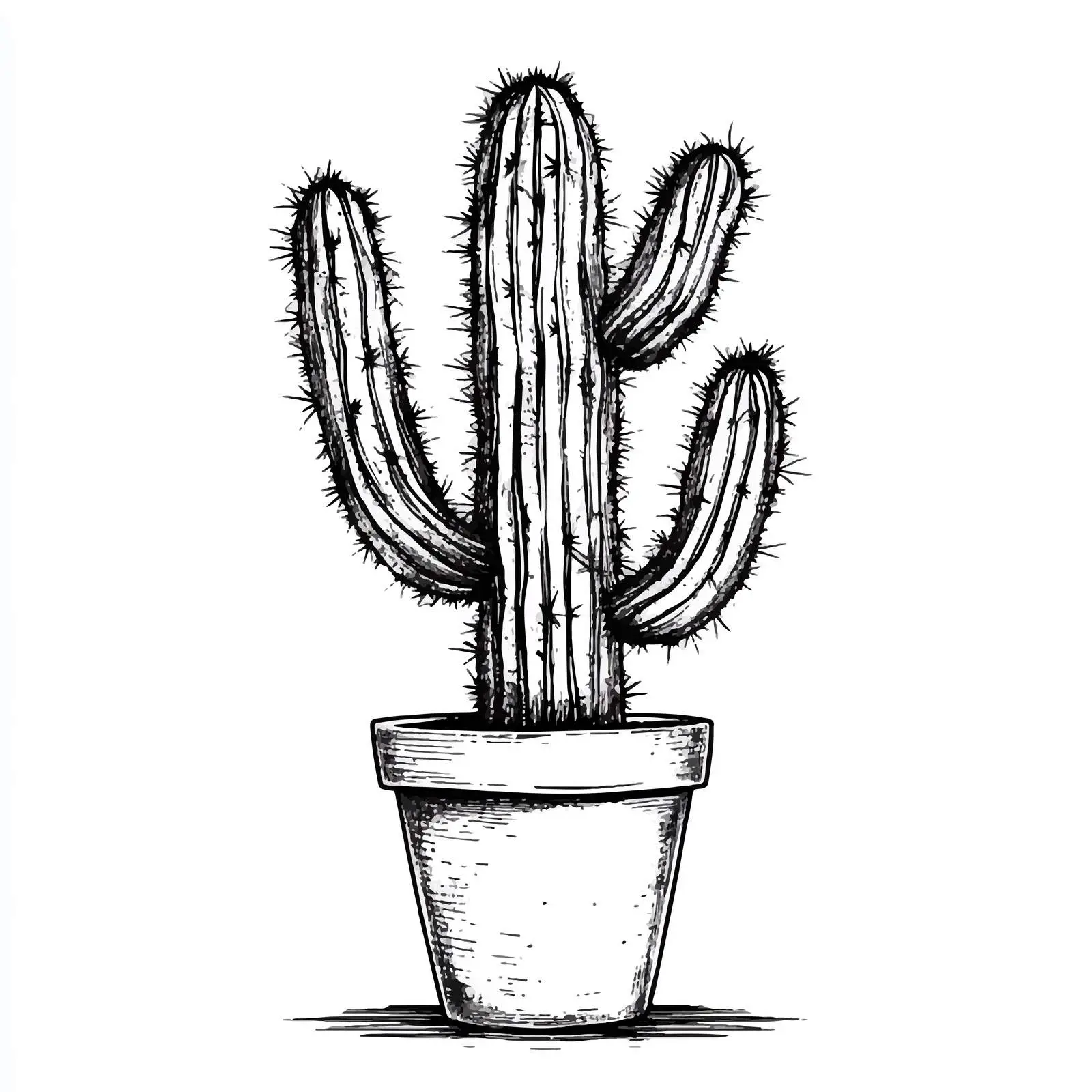 Hand Drawn Cactus Sketch on White Background — free download from Dotvec