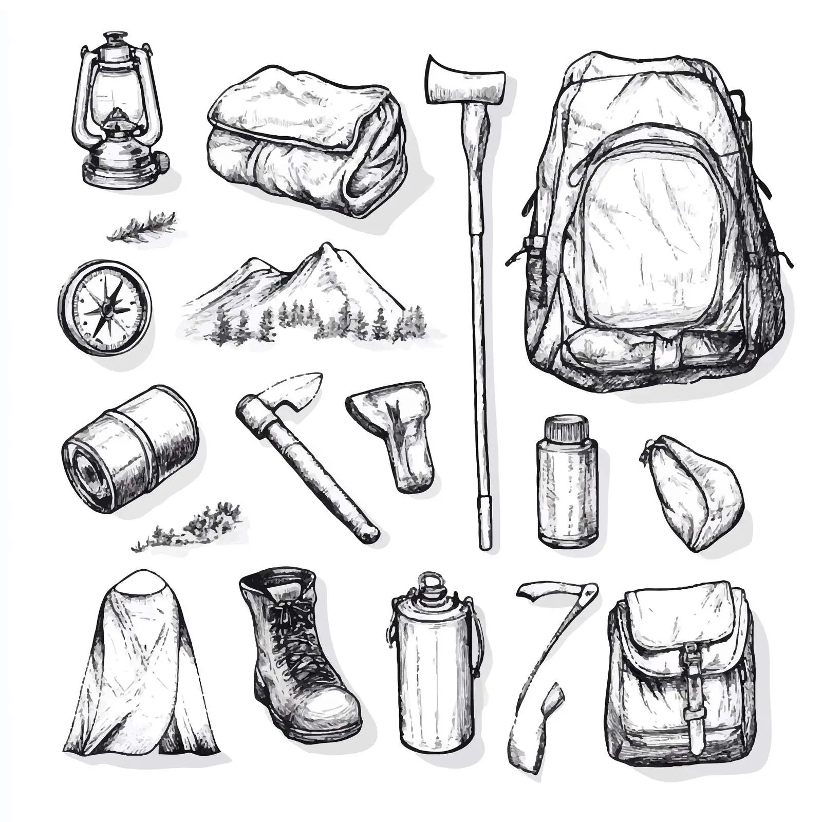 Vintage Hand Drawn Camping Sketch Collection — free download from Dotvec