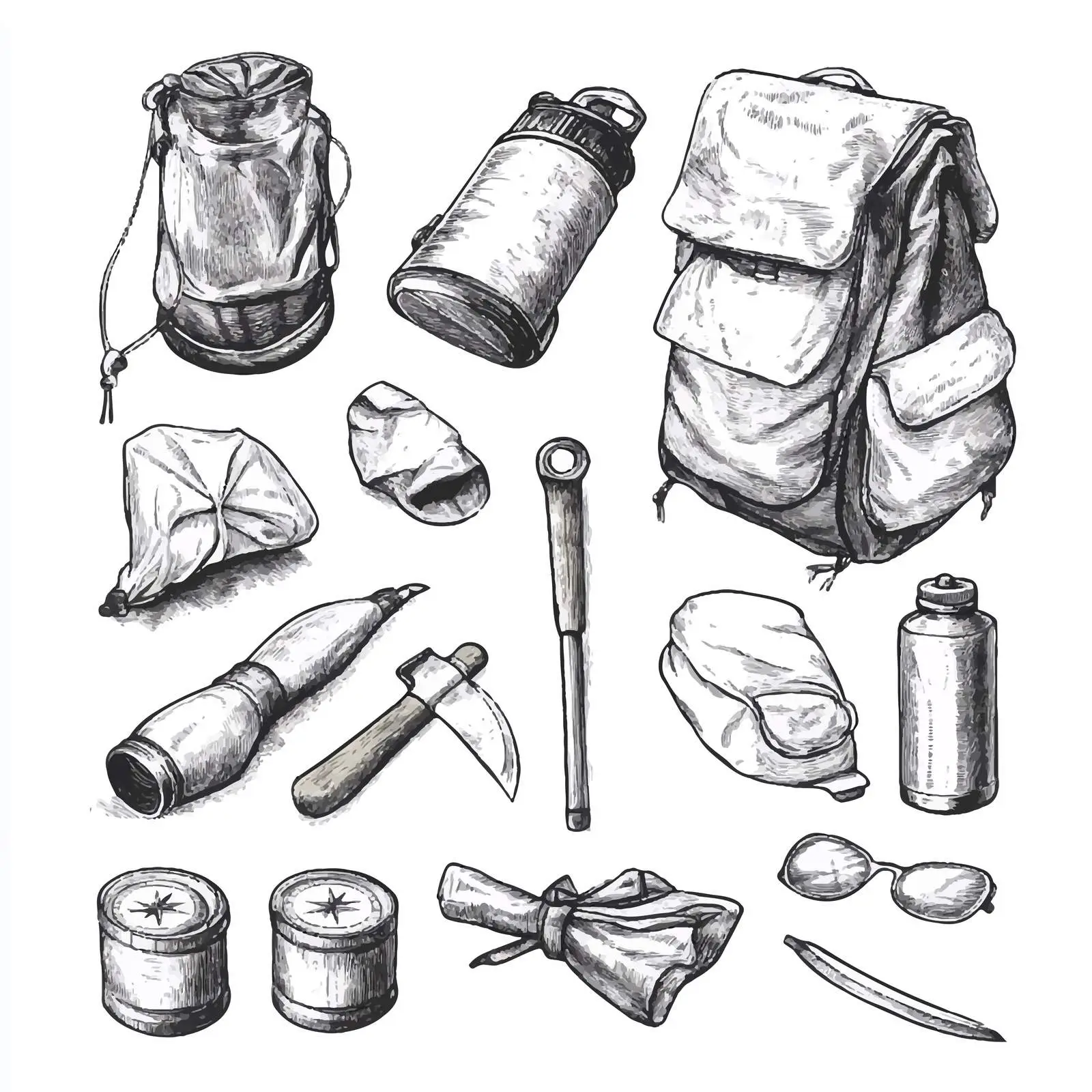 Vintage Hand-Drawn Camping Sketch Set — free download from Dotvec