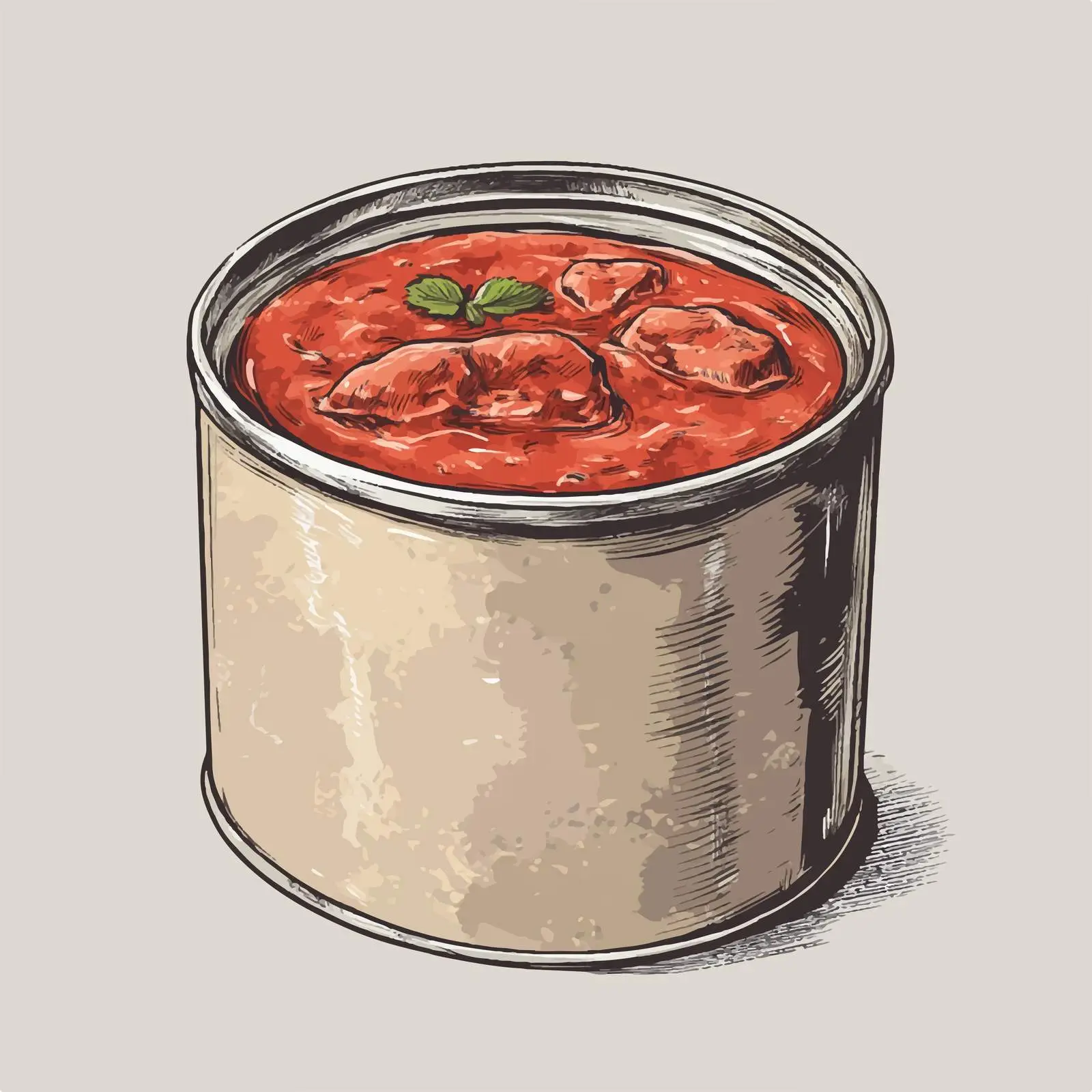 Hand-Drawn Canned Beef Stew on Shabby Background — free download from Dotvec
