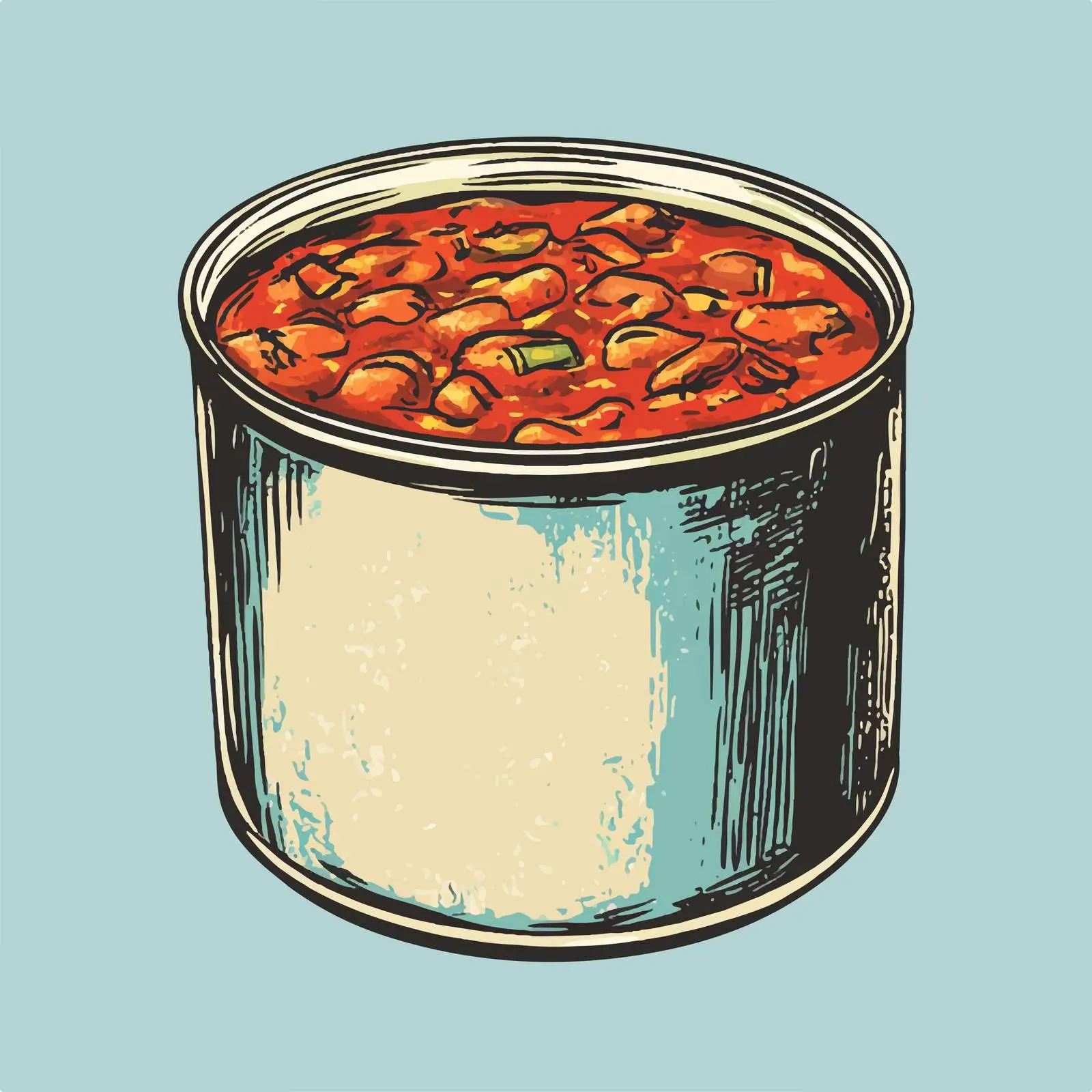 Hand-Drawn Canned Beef Stew on Shabby Background — free download from Dotvec
