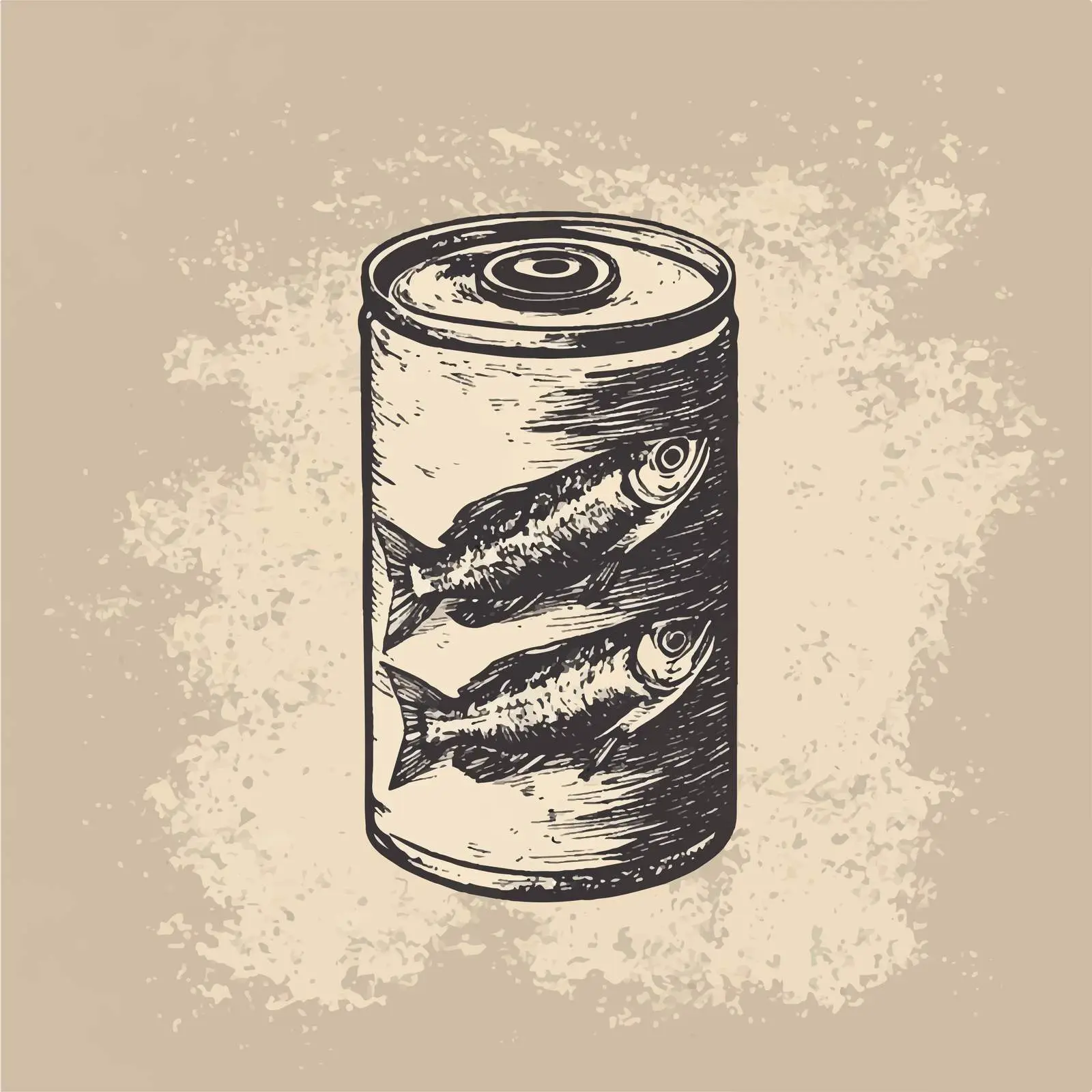 Hand-Drawn Canned Sprats on Shabby Background — free download from Dotvec