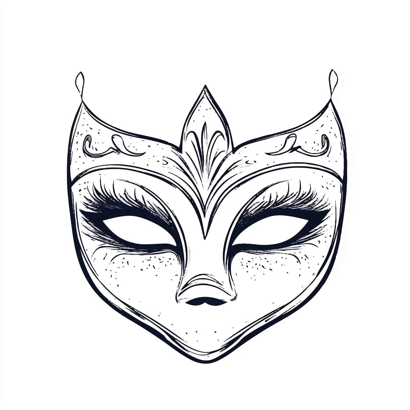 Hand-Drawn Carnival Mask Sketch on White Background – free mardi gras image from Dotvec