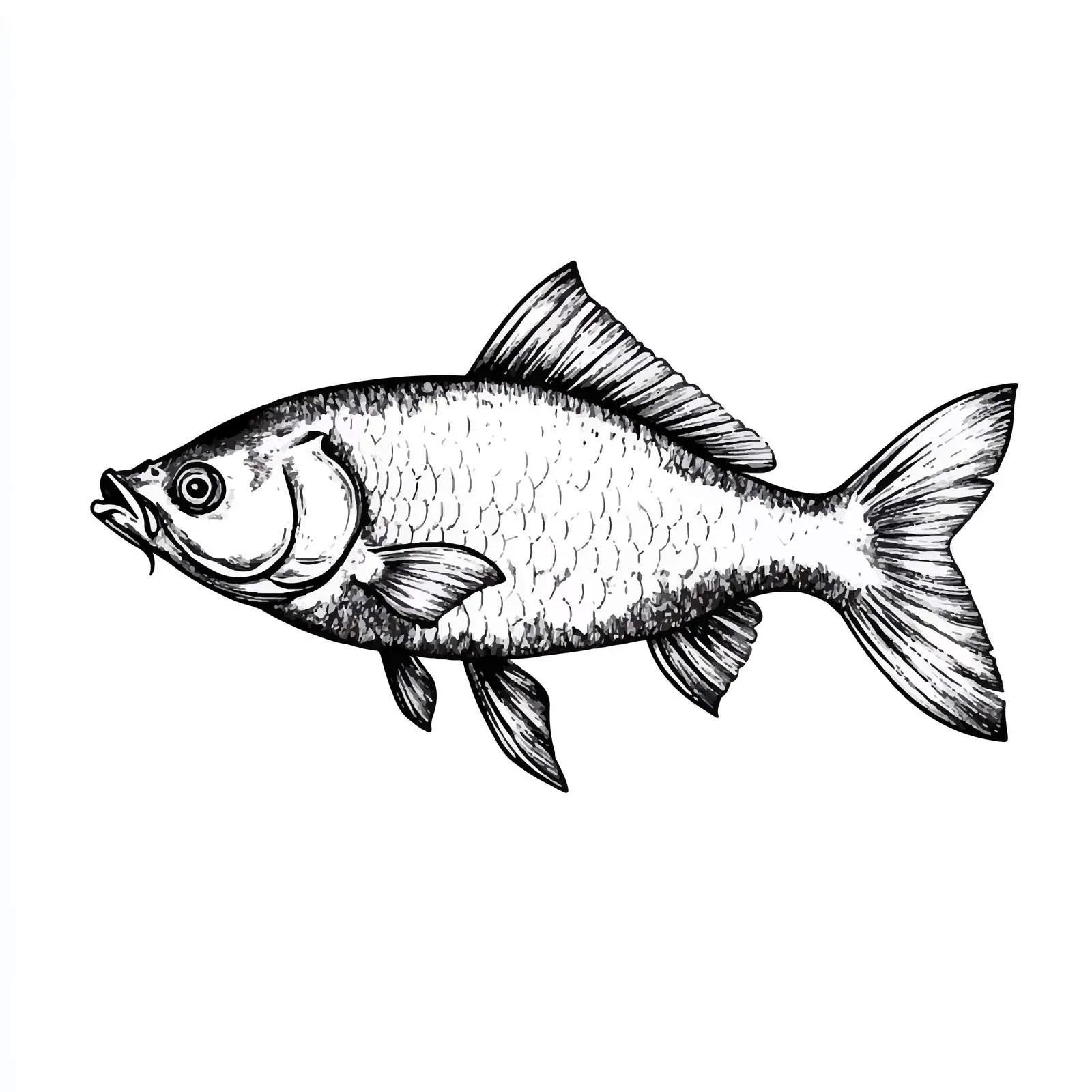 Hand-Drawn Carp Illustration on White Background — free download from Dotvec