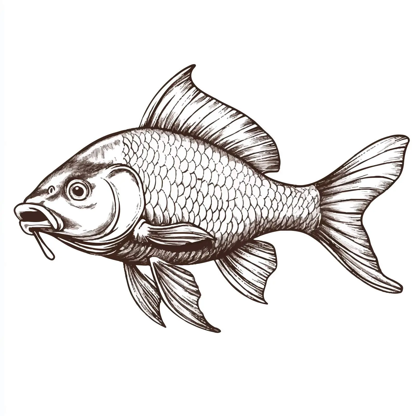 Hand-Drawn Carp Sketch Icon on White Background — free download from Dotvec