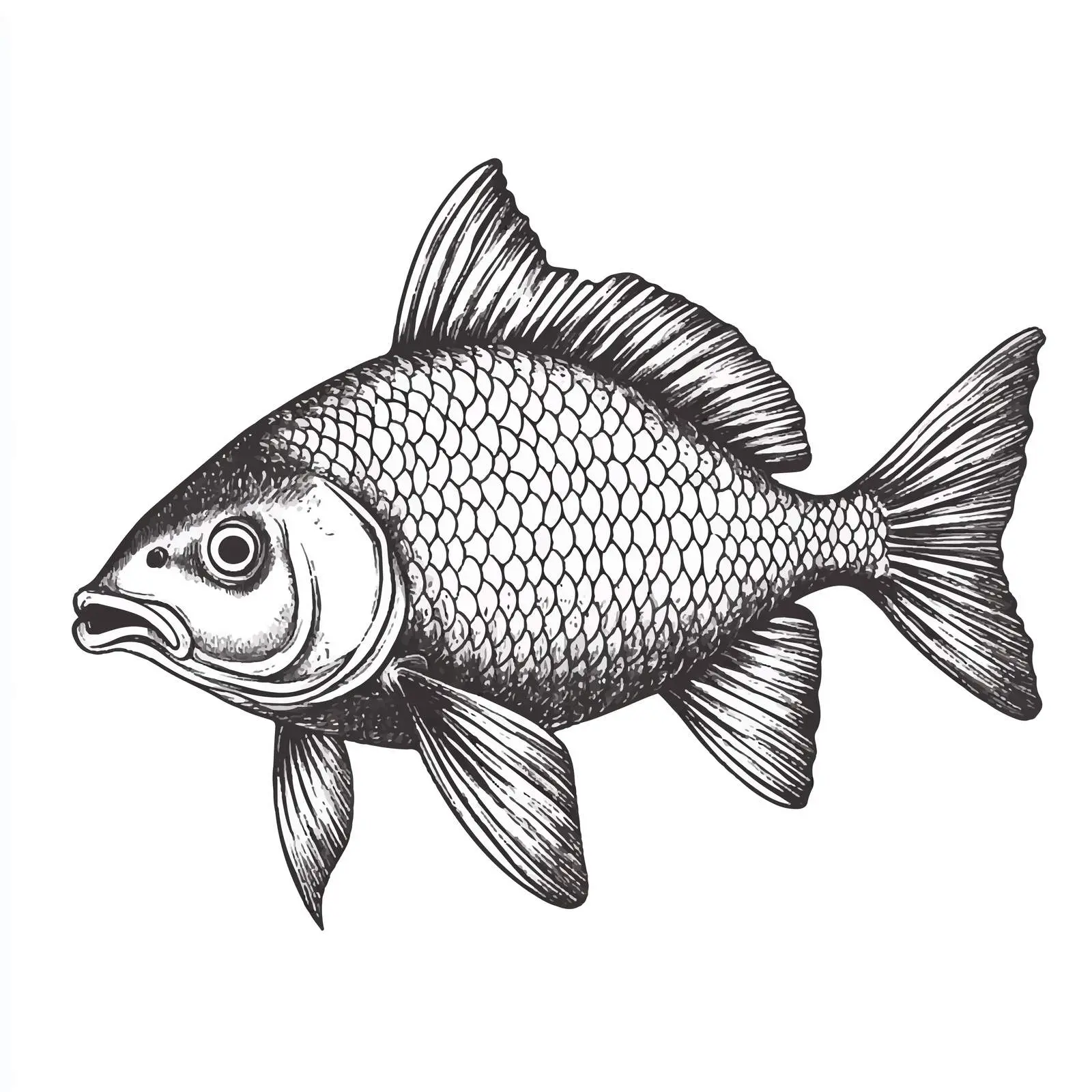 Hand Drawn Carp Sketch on White Background — free download from Dotvec