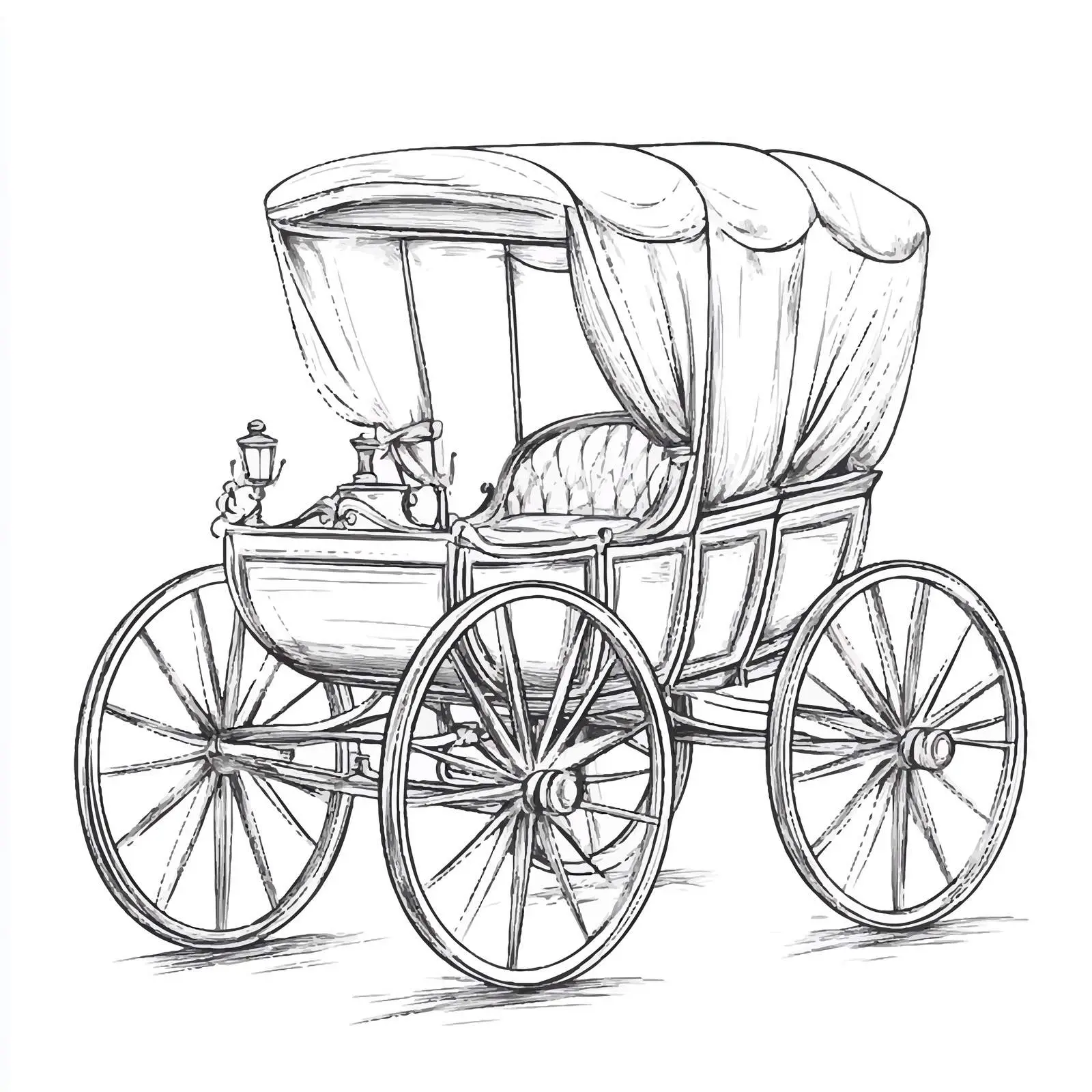 Hand-Drawn Carriage Sketch Illustration — free download from Dotvec