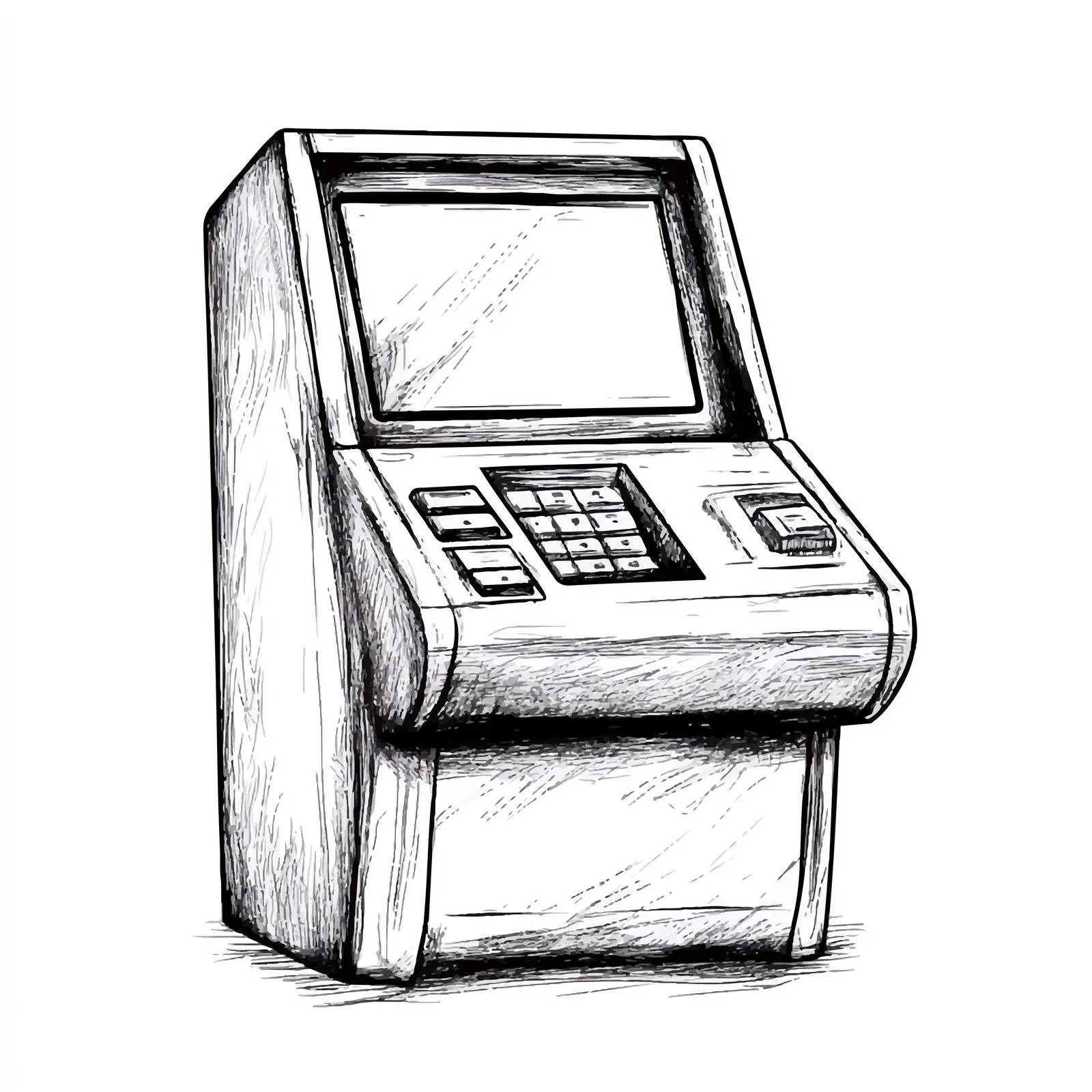 Hand Drawn Cash Machine Sketch on White Background — free download from Dotvec