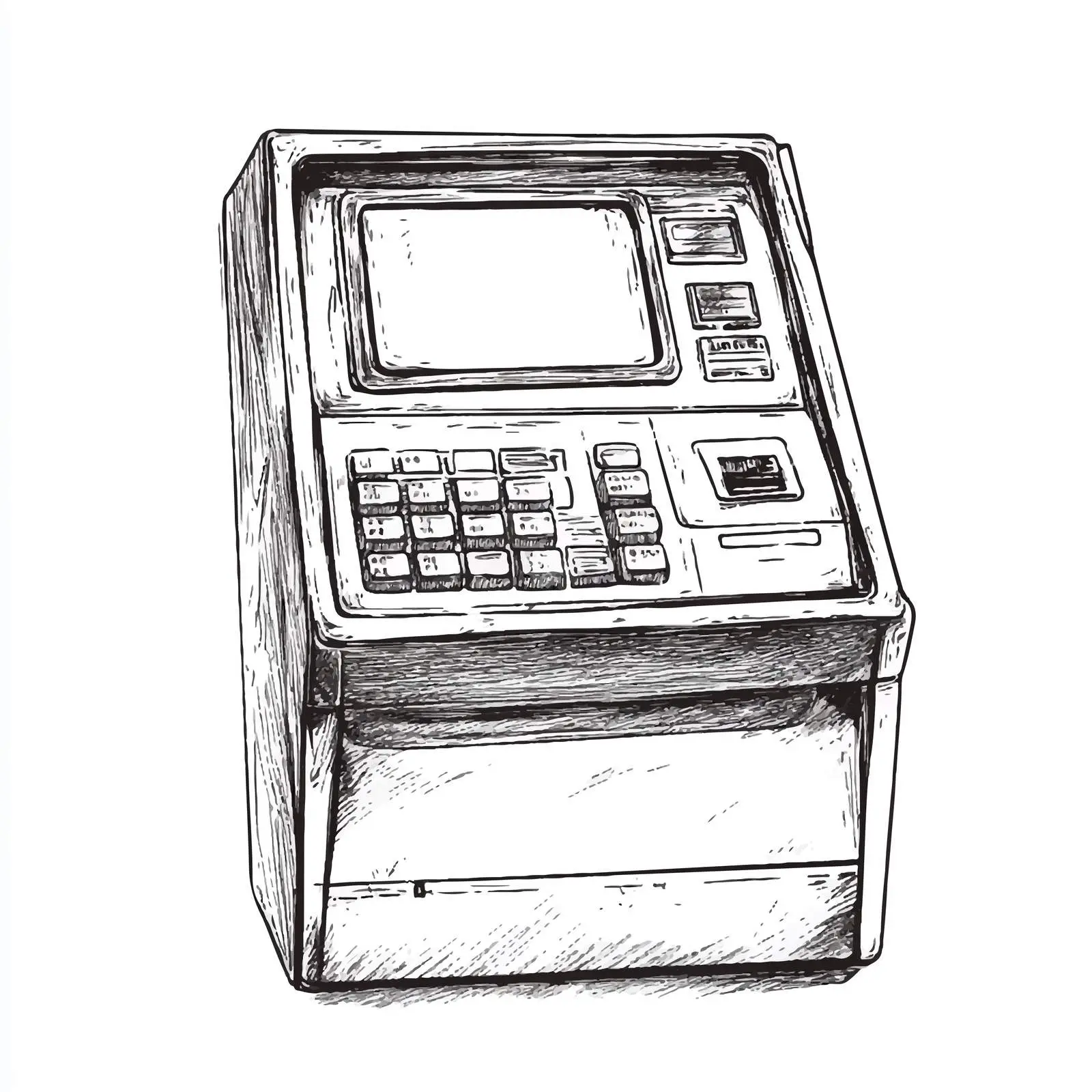 Hand-Drawn Cash Machine Sketch Vector — free download from Dotvec