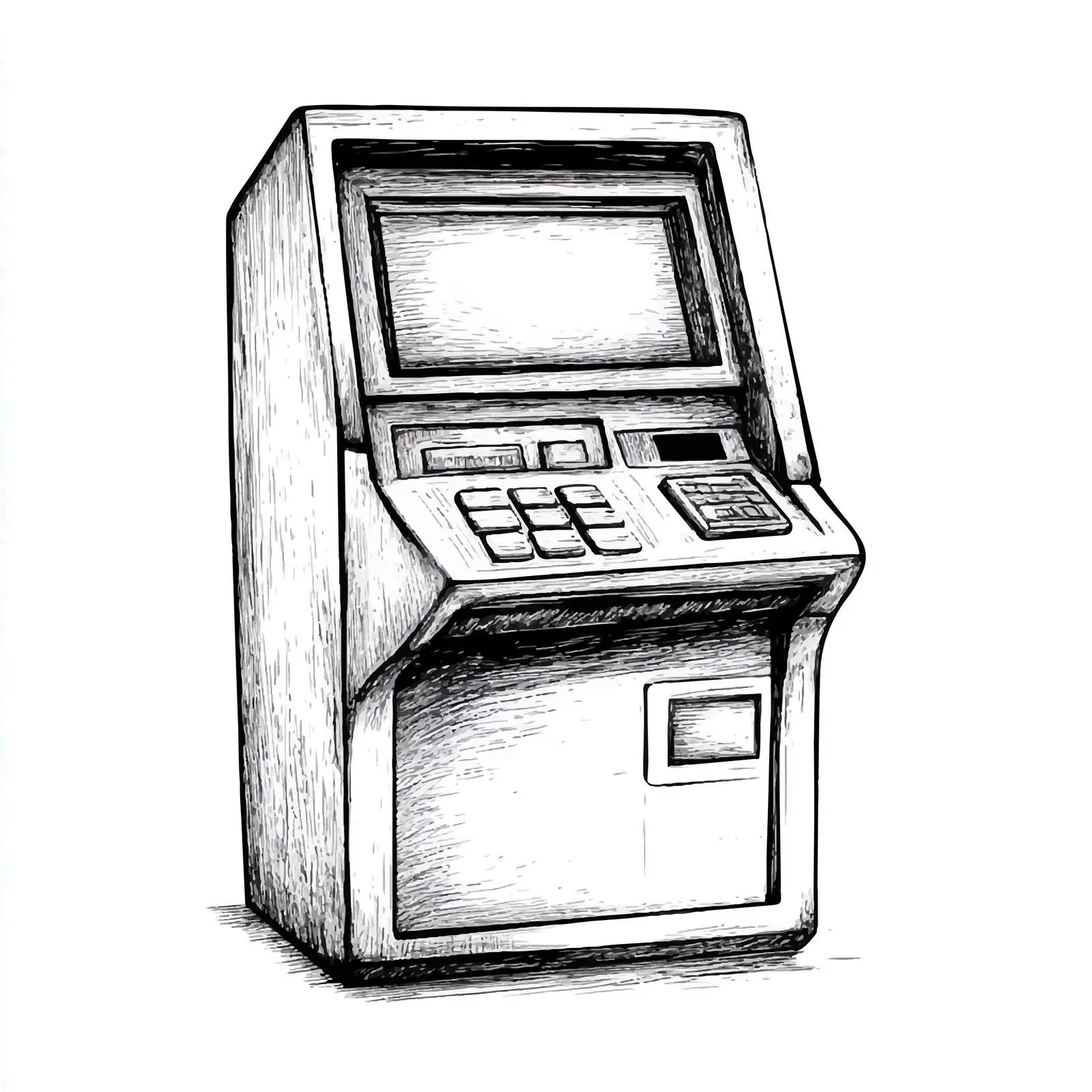 Hand Drawn Cash Machine Vector Sketch — free download from Dotvec