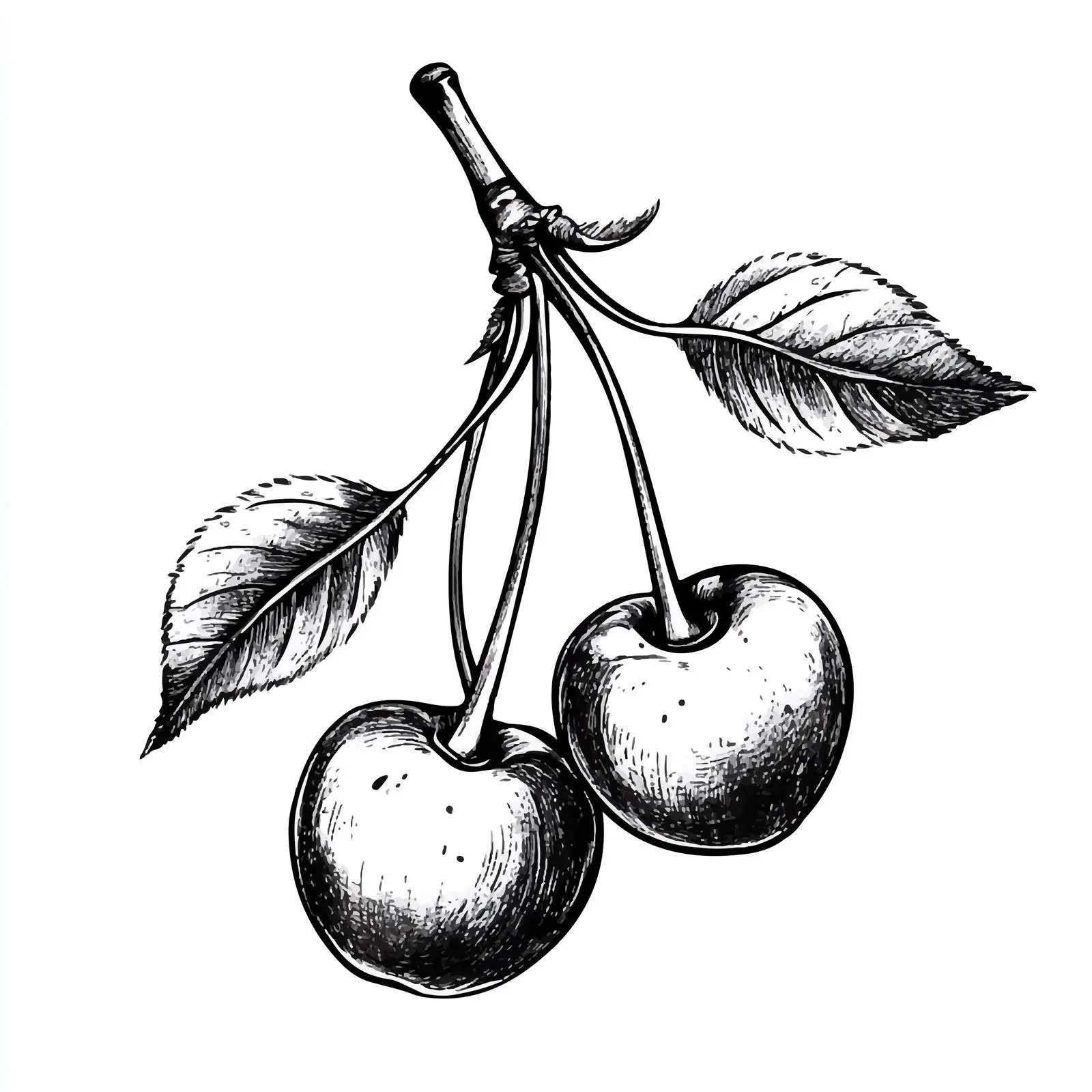 Hand-Drawn Cherry Sketch on White Background — free download from Dotvec