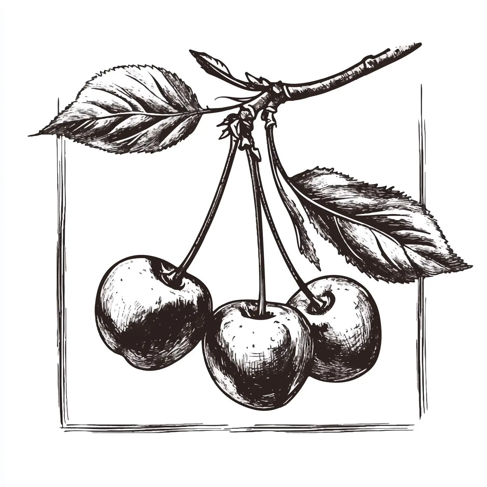 Hand-Drawn Cherry Sketch on White Background — free download from Dotvec