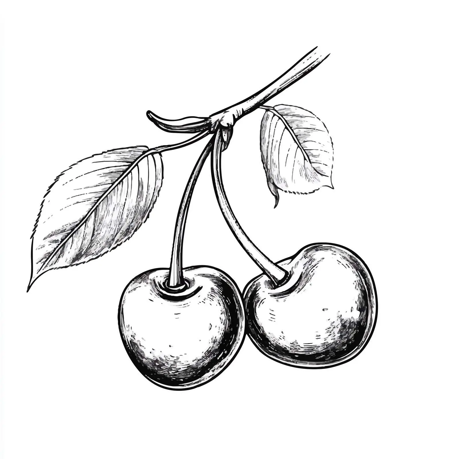 Hand Drawn Cherry Sketch on White Background — free download from Dotvec