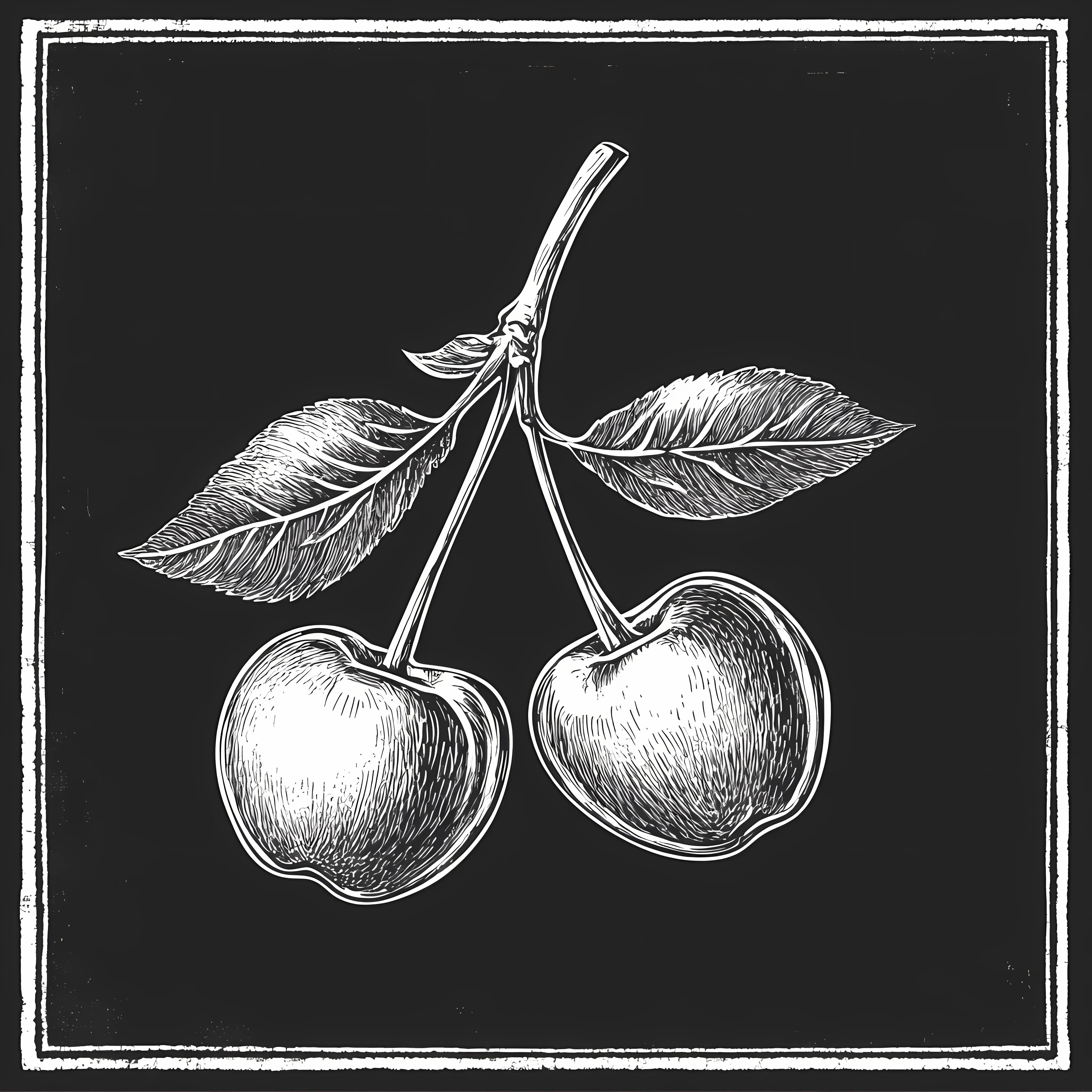 Hand Drawn Cherry Sketch on Chalkboard – free food sketch image from Dotvec