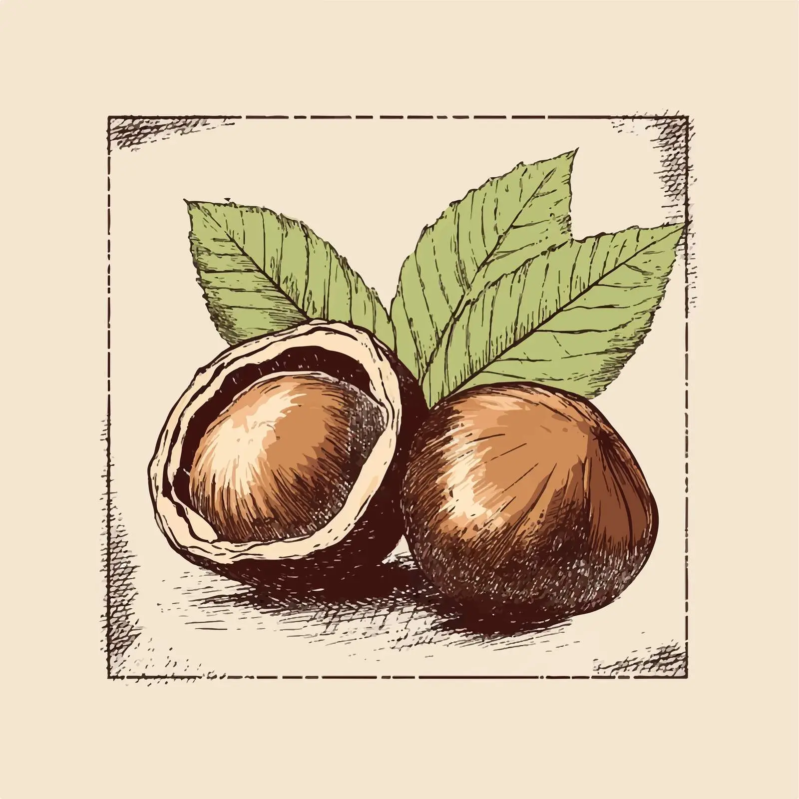 Hand-Drawn Chestnut Sketch on Beige Background — free download from Dotvec