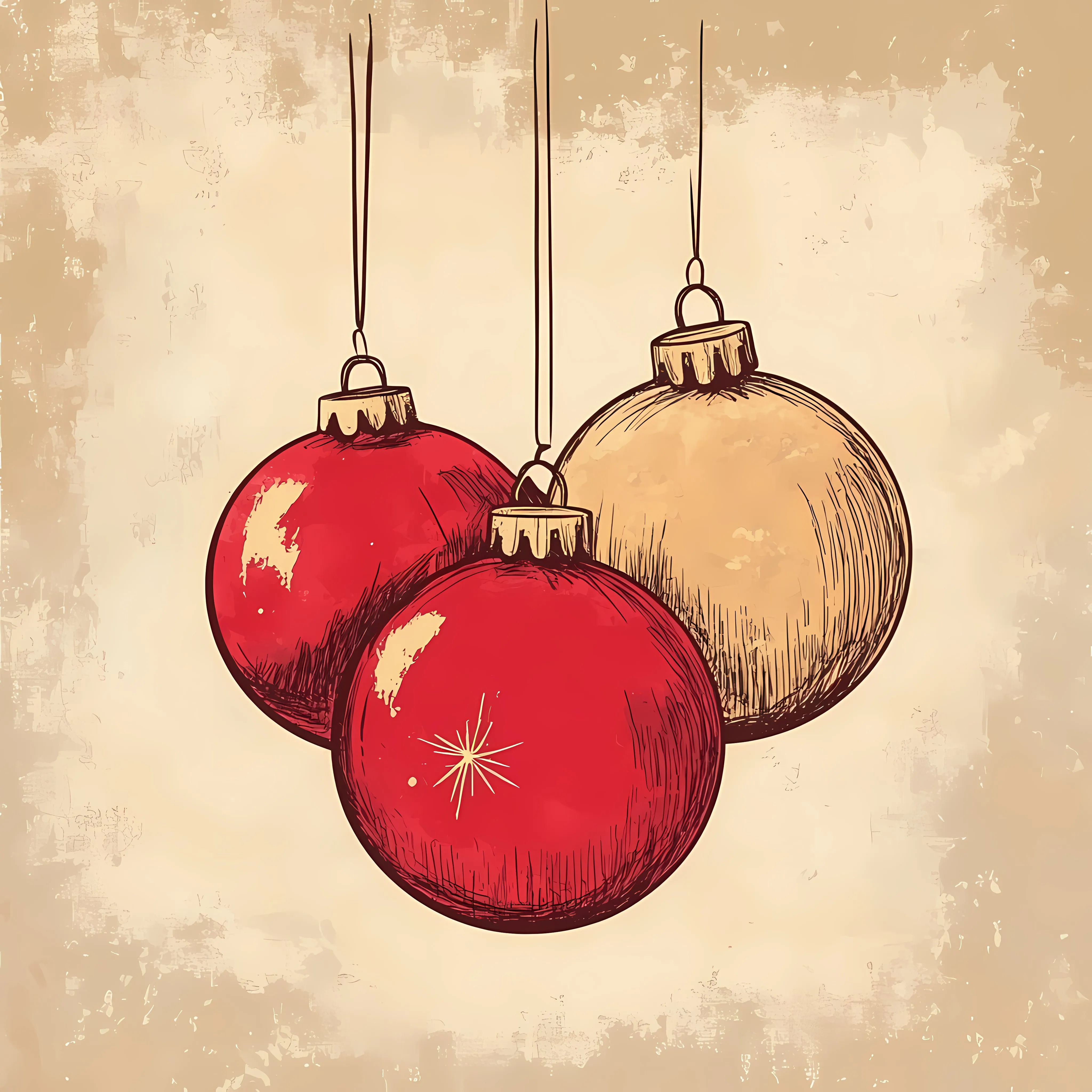 Hand-Drawn Christmas Balls Sketch on Old Paper — free download from Dotvec