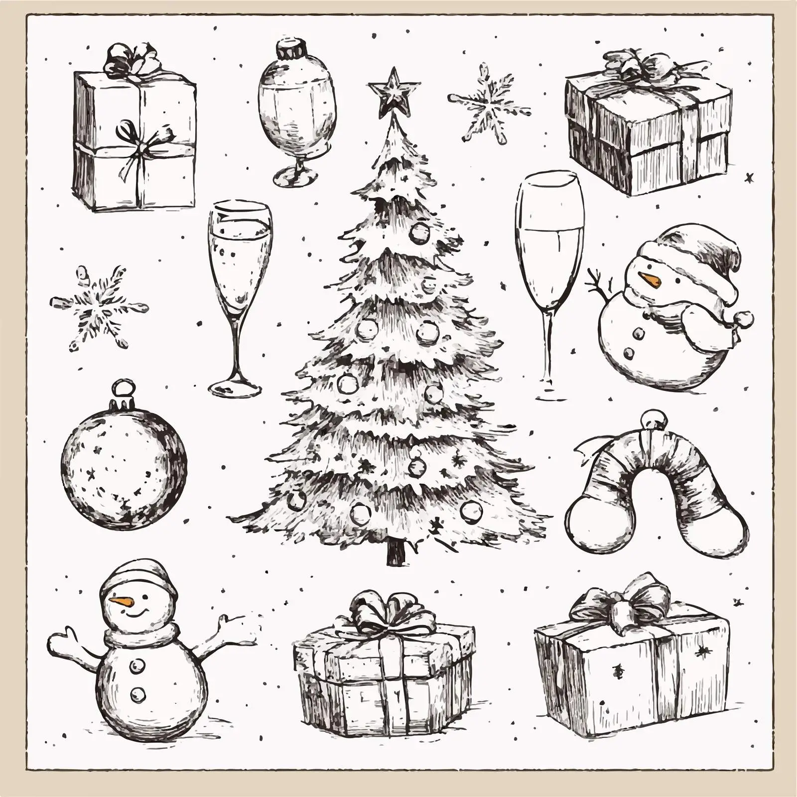 Hand Drawn Christmas Holiday Sketches Collection — free download from Dotvec