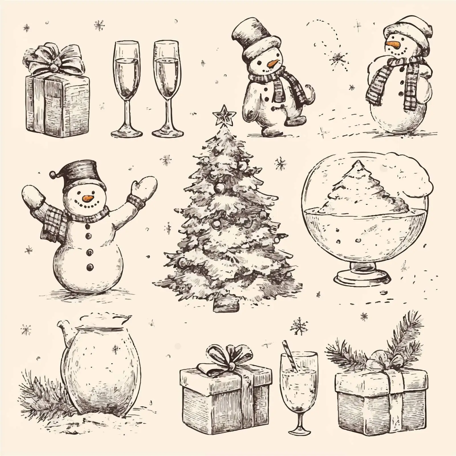 Hand-Drawn Christmas Holiday Sketches Collection — free download from Dotvec